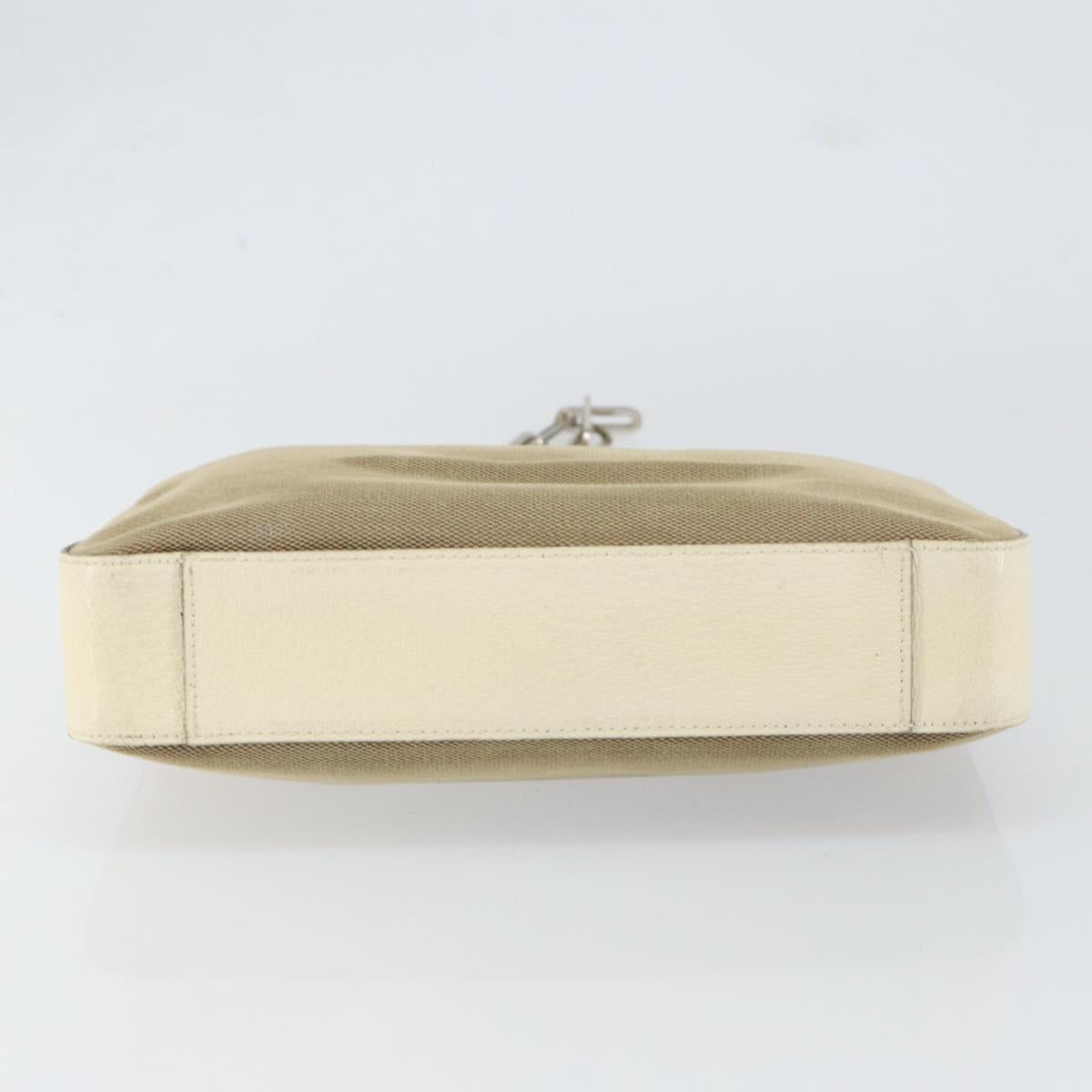 GUCCI Chain Shoulder Bag Canvas Beige Silver 001 3873 3754 Auth 153043