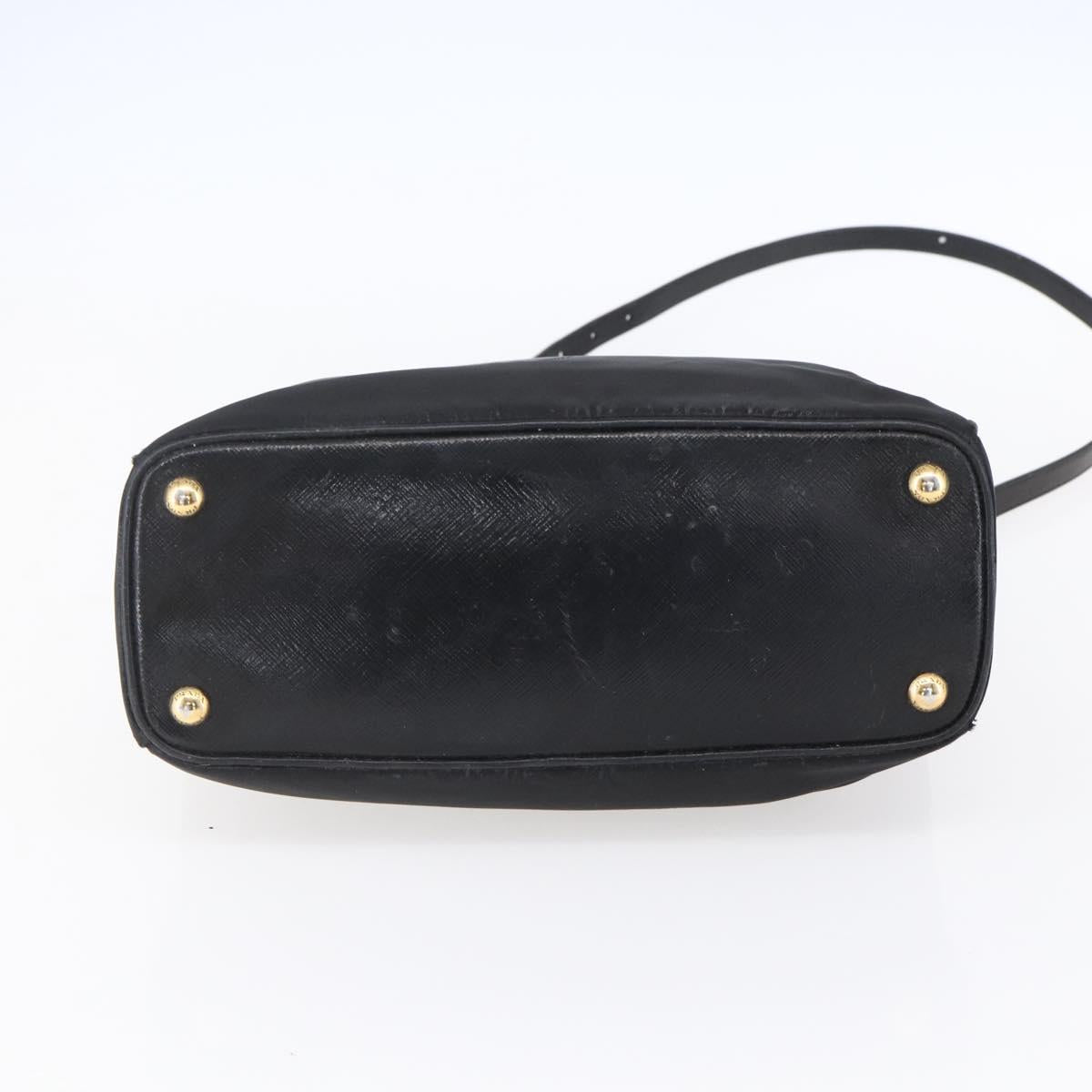 PRADA Hand Bag Nylon 2way Black Silver Auth 153044
