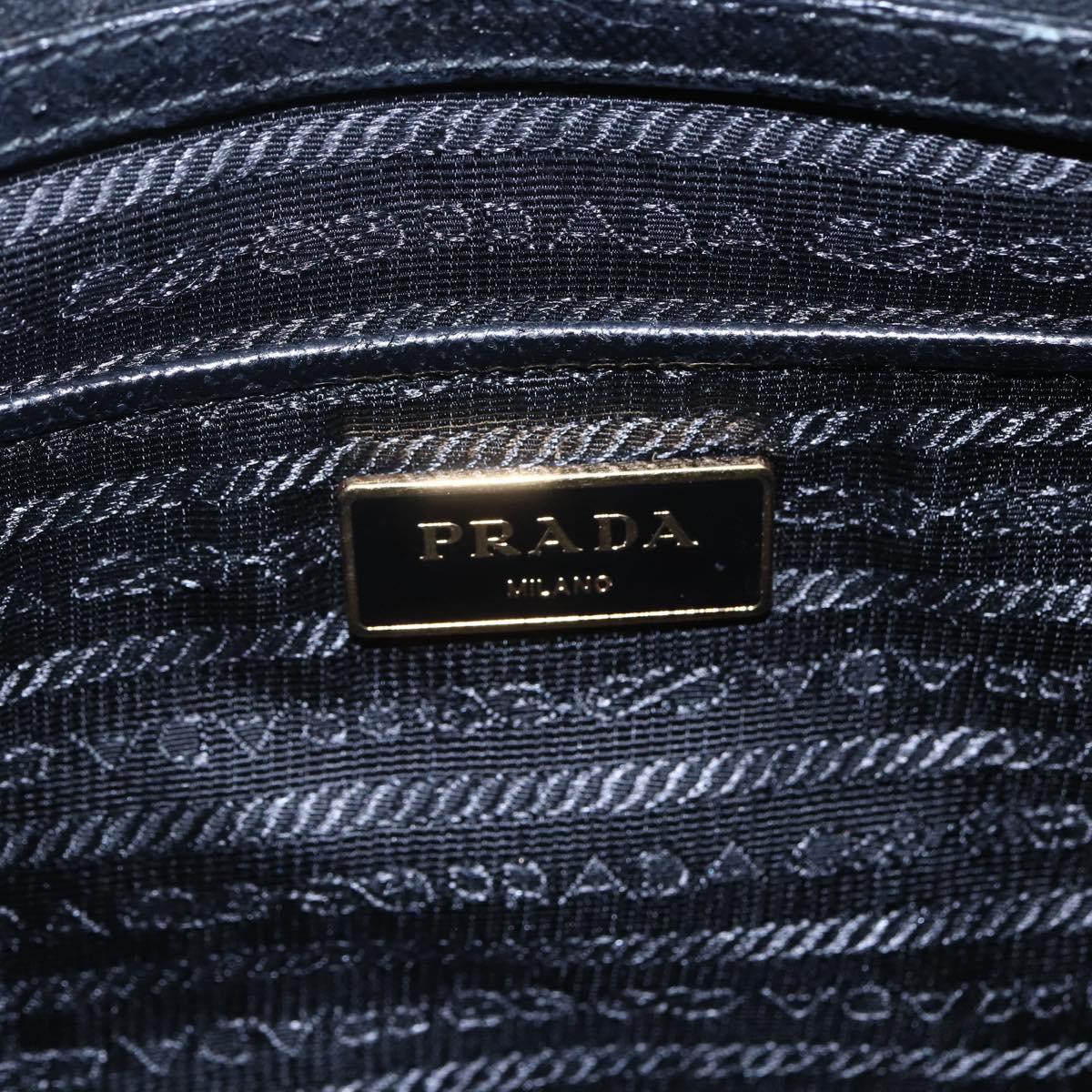 PRADA Hand Bag Nylon 2way Black Silver Auth 153044