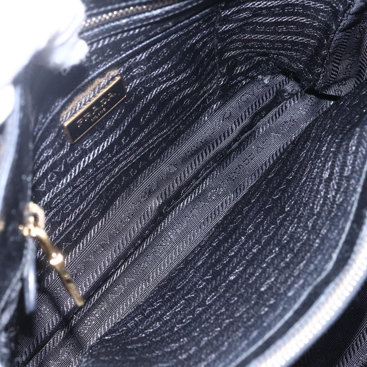 PRADA Hand Bag Nylon 2way Black Silver Auth 153044