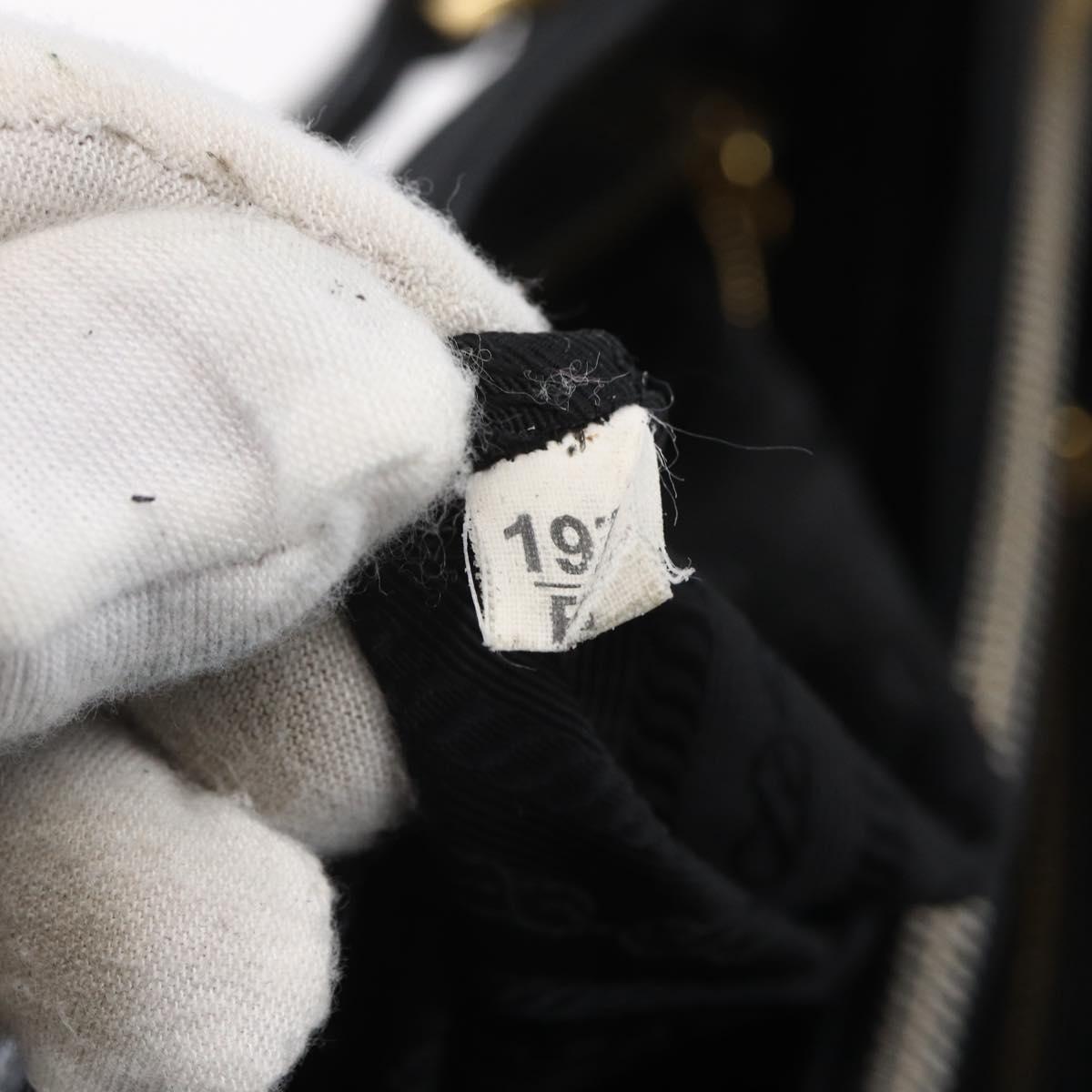 PRADA Hand Bag Nylon 2way Black Silver Auth 153044