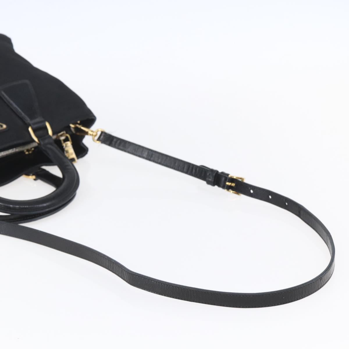 PRADA Hand Bag Nylon 2way Black Silver Auth 153044