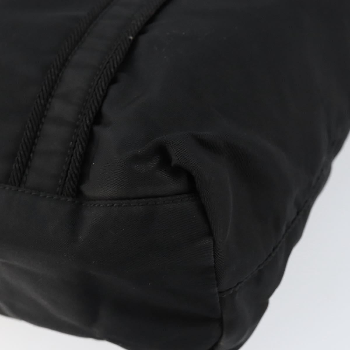 PRADA Tote Bag Nylon Black Silver Auth 153045