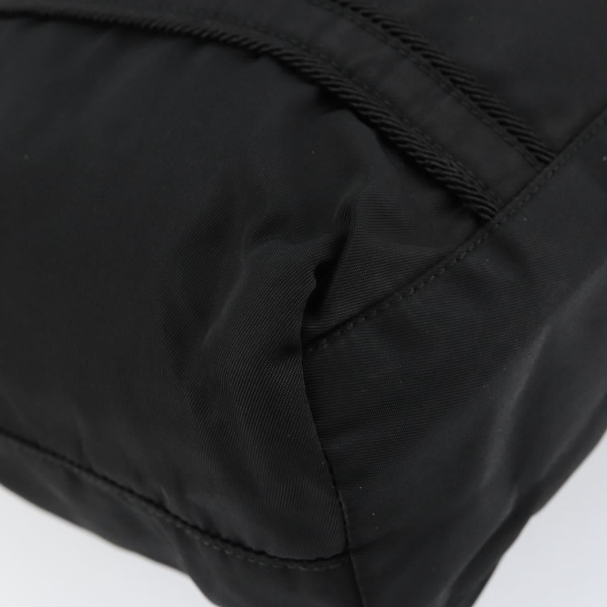 PRADA Tote Bag Nylon Black Silver Auth 153045