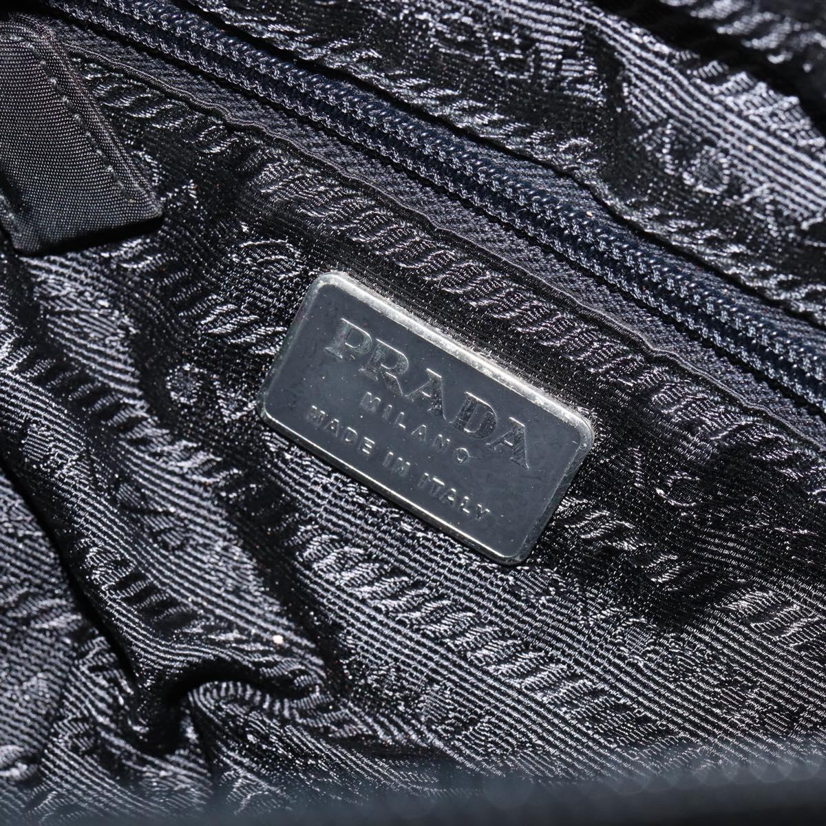 PRADA Tote Bag Nylon Black Silver Auth 153045
