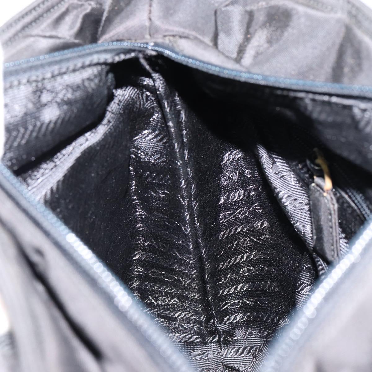 PRADA Tote Bag Nylon Black Silver Auth 153045