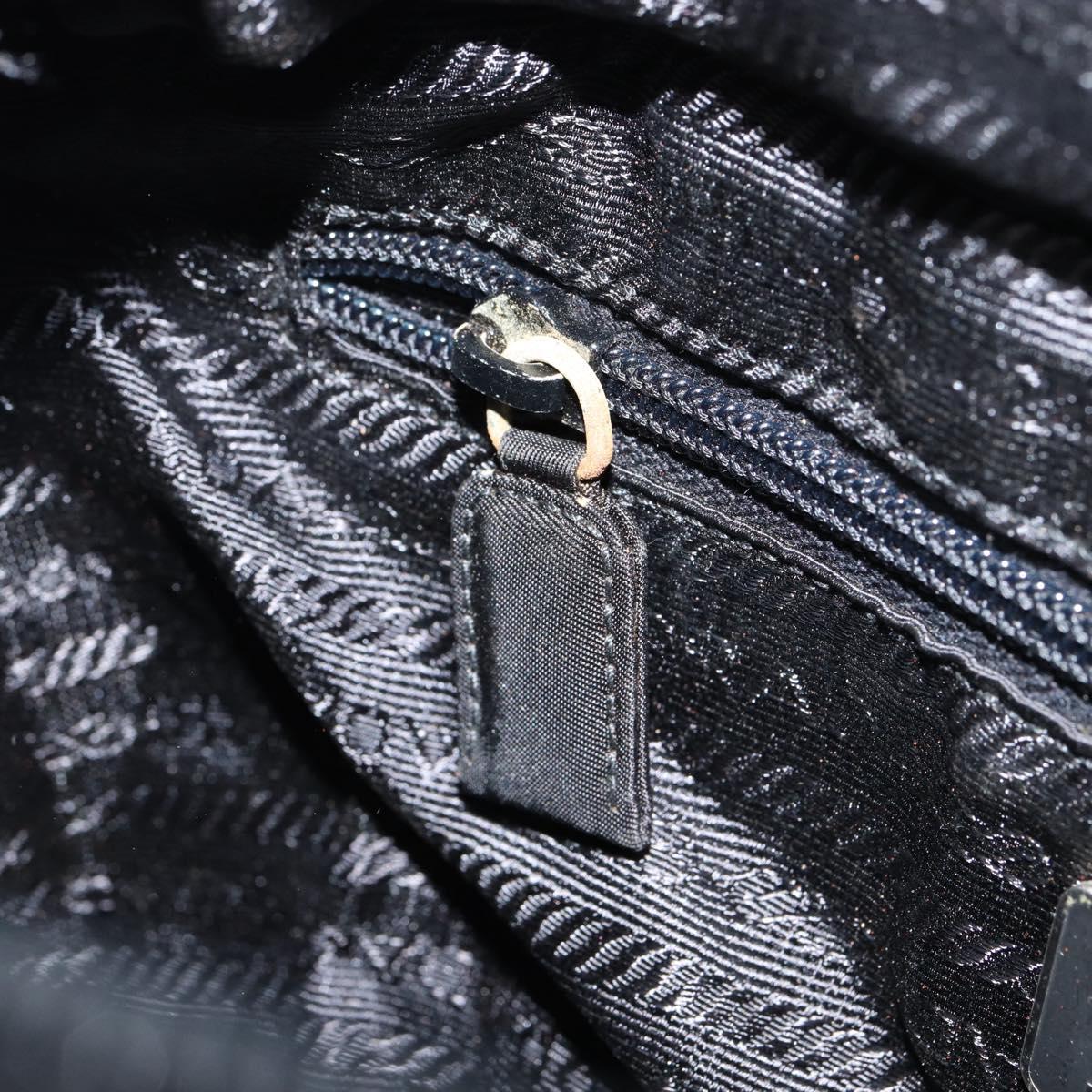 PRADA Tote Bag Nylon Black Silver Auth 153045