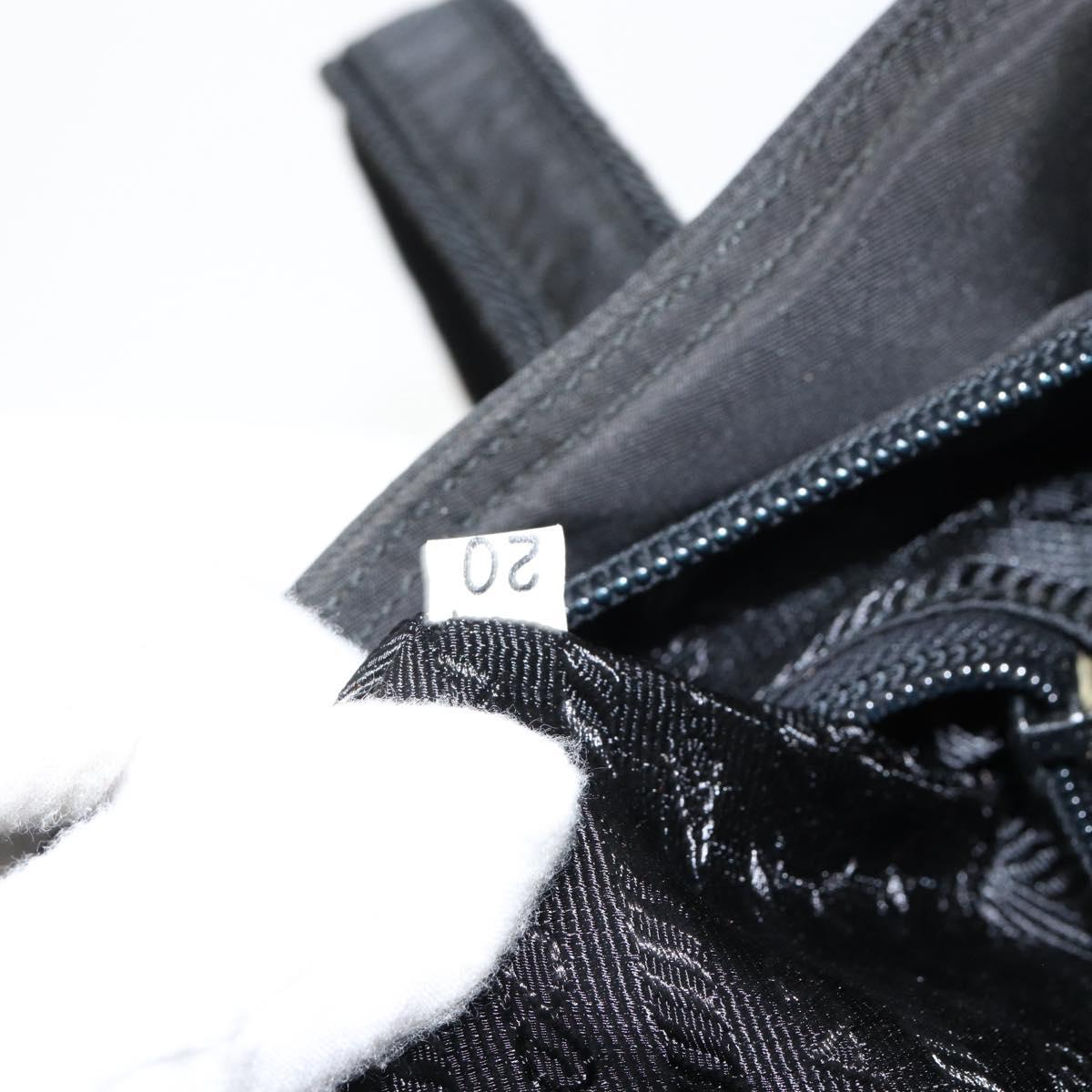 PRADA Tote Bag Nylon Black Silver Auth 153045