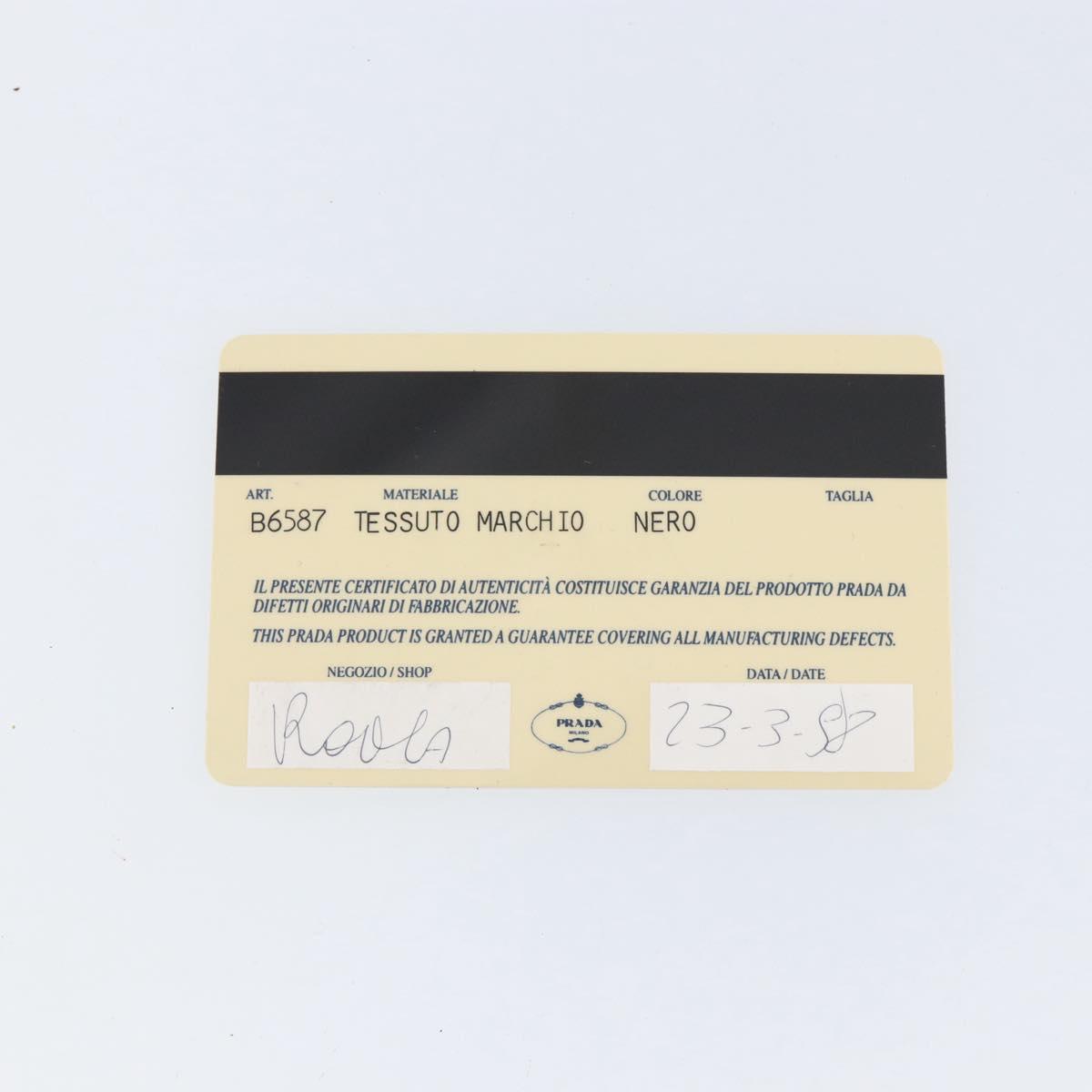 PRADA Tote Bag Nylon Black Silver Auth 153045