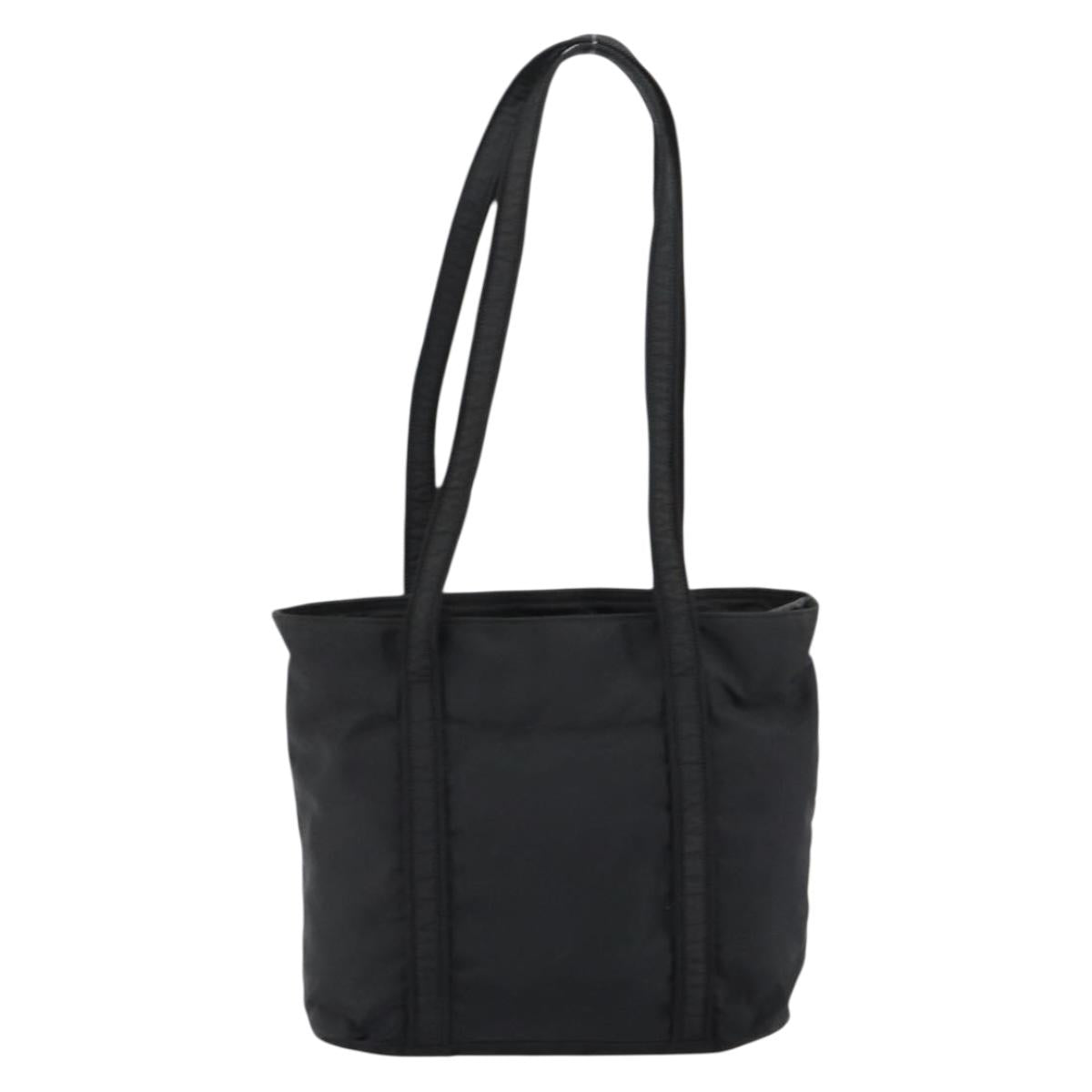 PRADA Tote Bag Nylon Black Silver Auth 153045