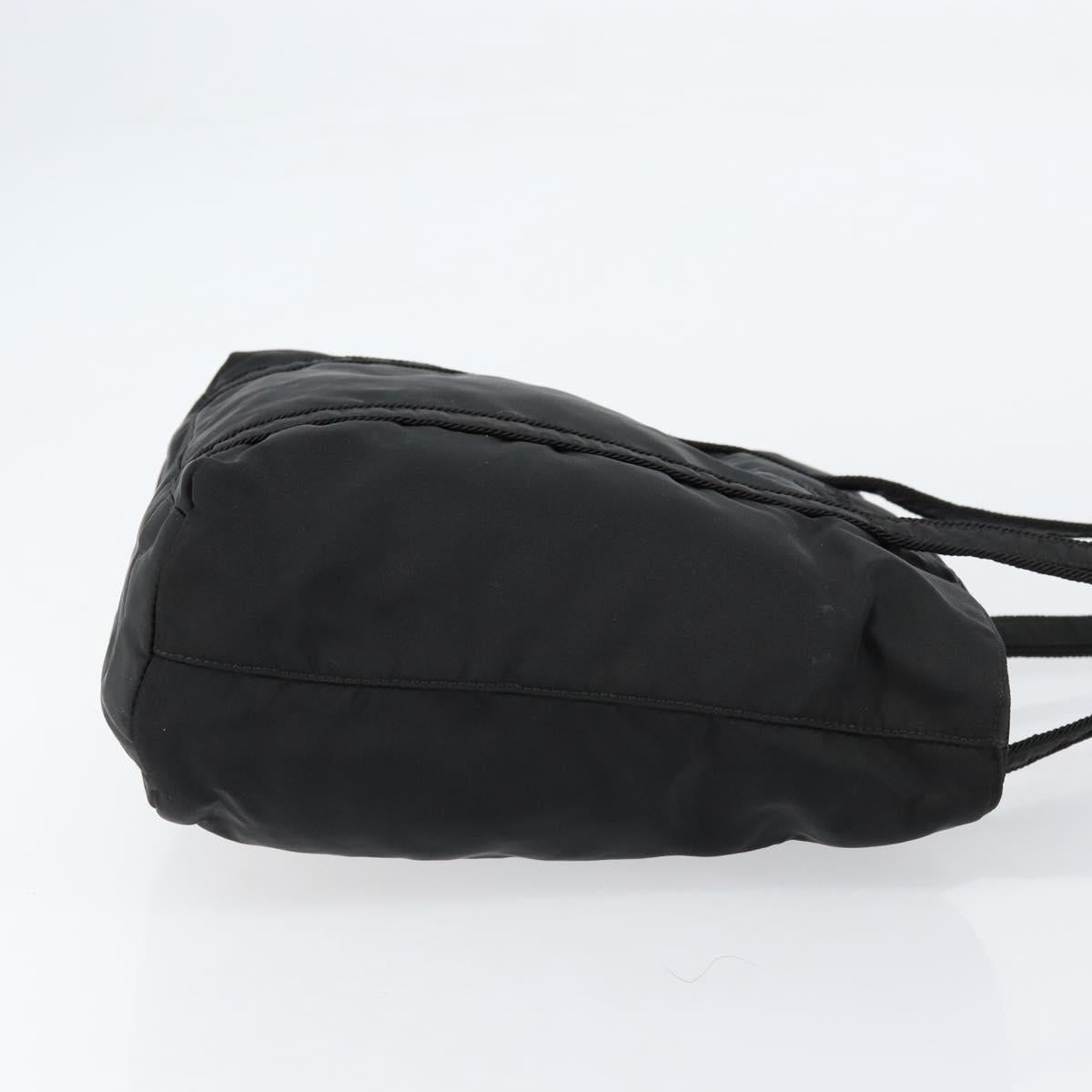 PRADA Tote Bag Nylon Black Silver Auth 153045