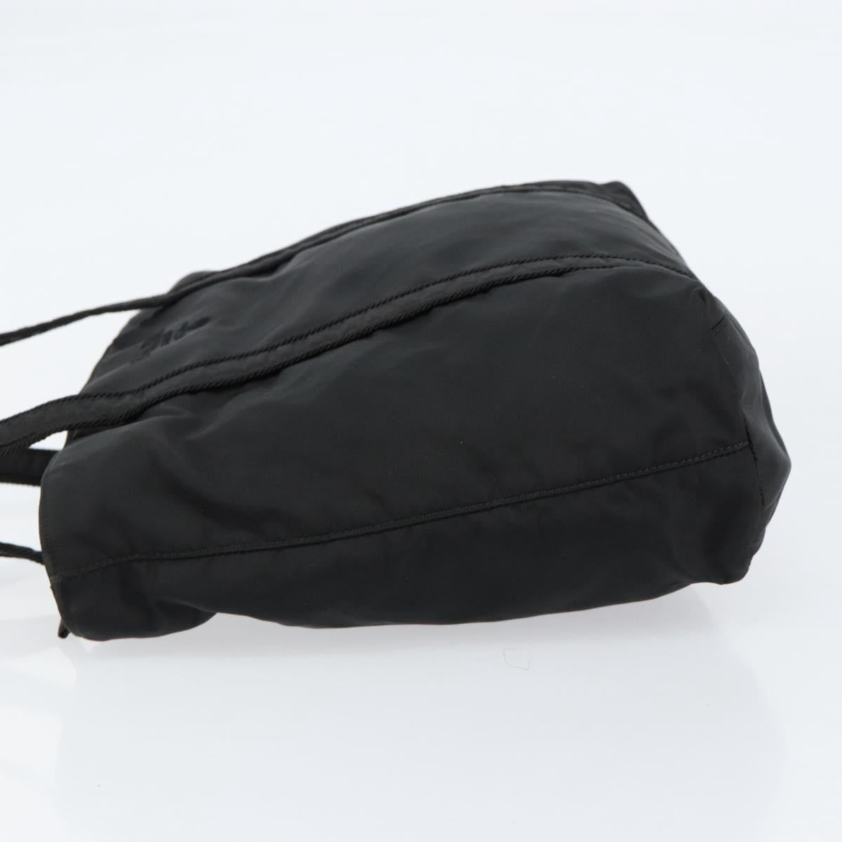PRADA Tote Bag Nylon Black Silver Auth 153045