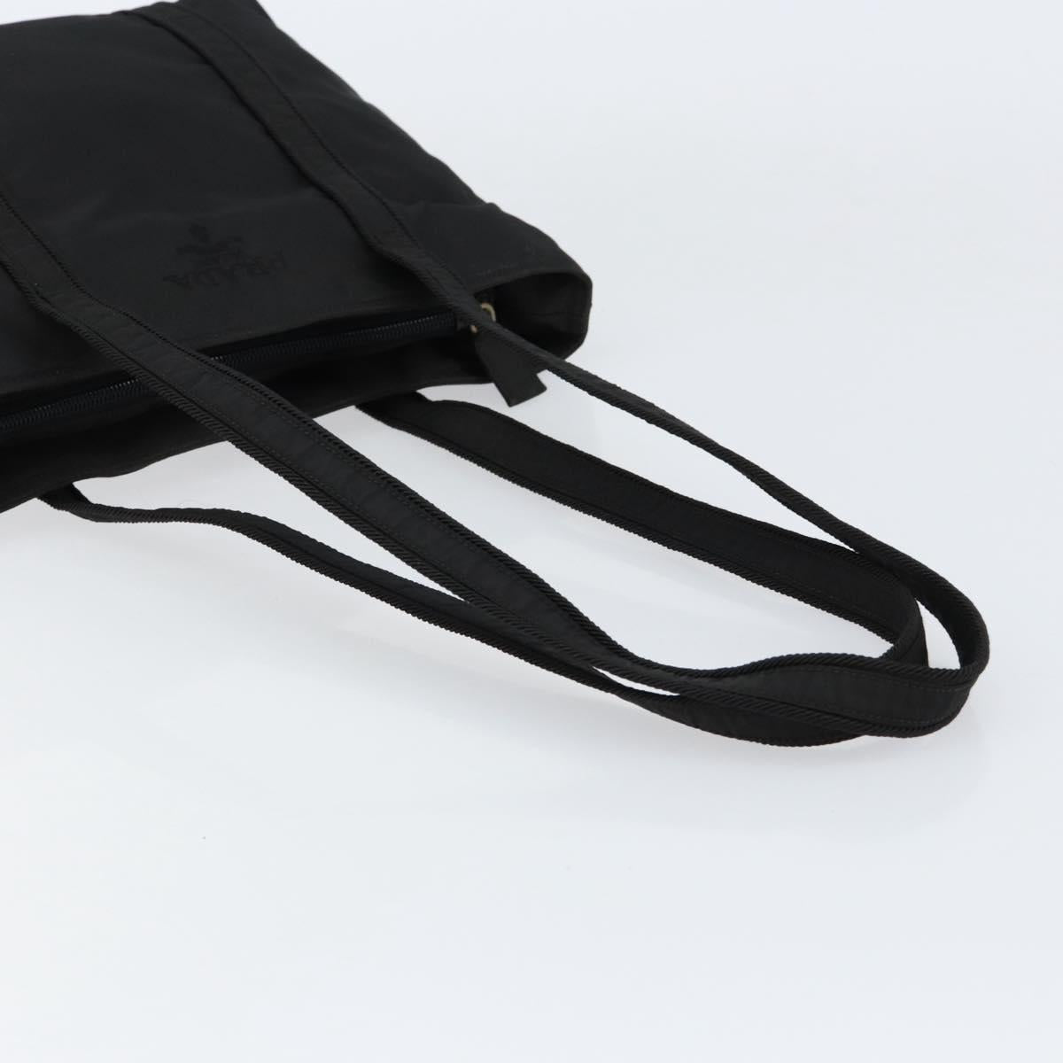 PRADA Tote Bag Nylon Black Silver Auth 153045