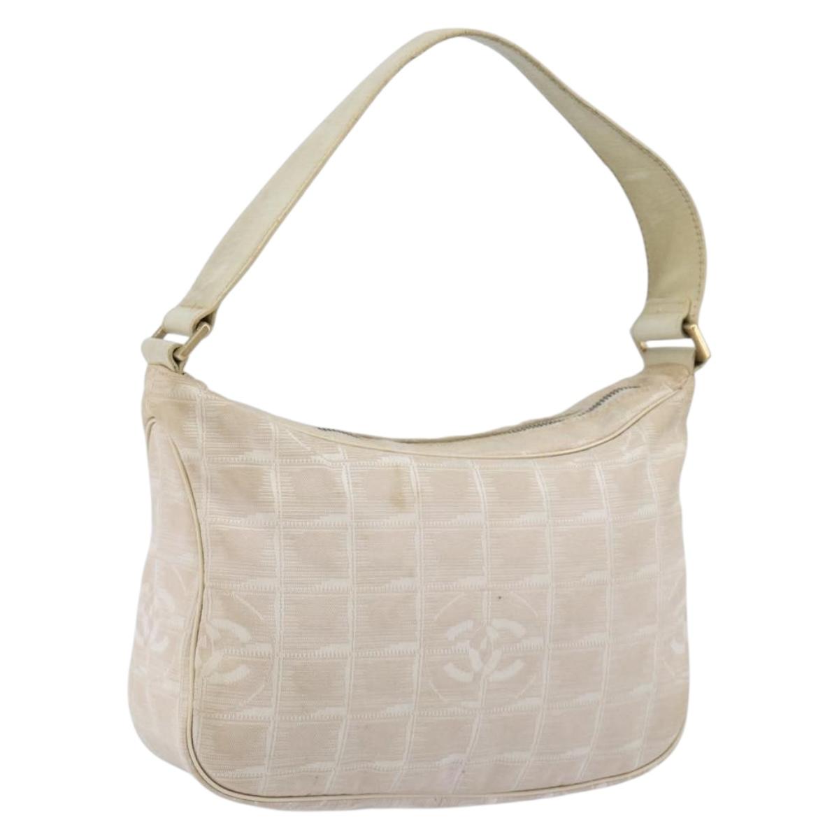 CHANEL New Travel Line Hand Bag Nylon Pink Gold CC Auth 153046