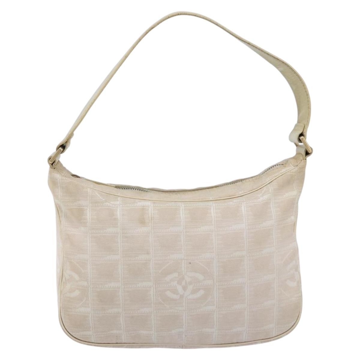 CHANEL New Travel Line Hand Bag Nylon Pink Gold CC Auth 153046