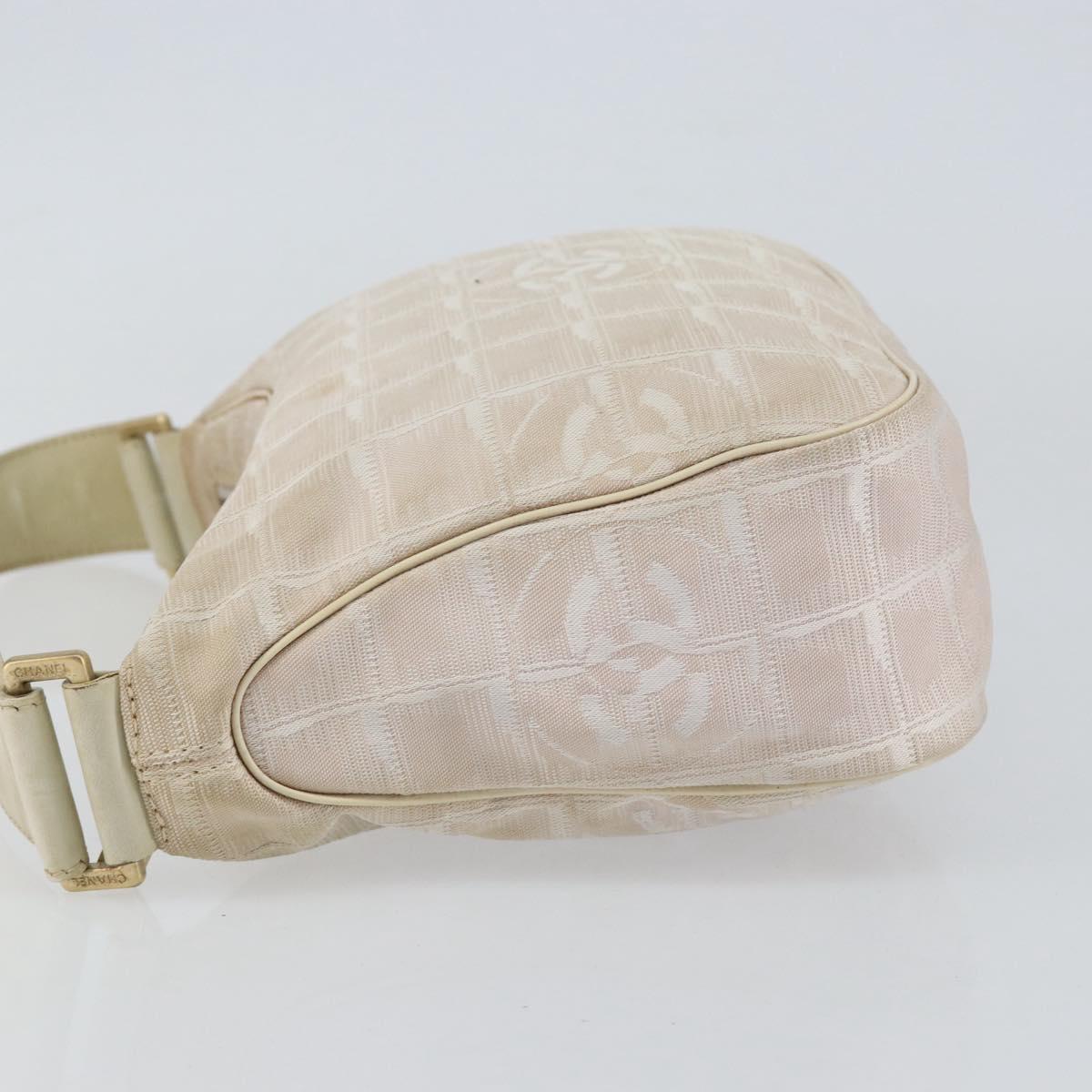 CHANEL New Travel Line Hand Bag Nylon Pink Gold CC Auth 153046