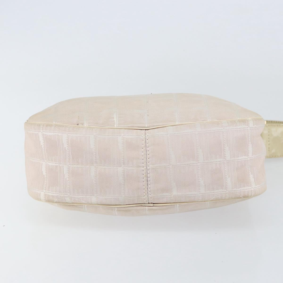 CHANEL New Travel Line Hand Bag Nylon Pink Gold CC Auth 153046