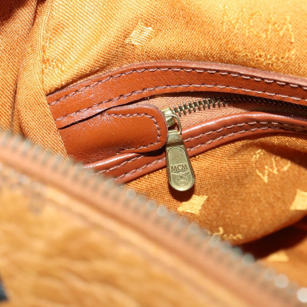 MCM Logogram Vicetos Boston Bag PVC Leather Brown Gold Auth 153049