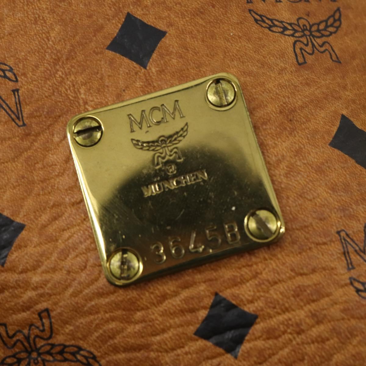 MCM Logogram Vicetos Boston Bag PVC Leather Brown Gold Auth 153049