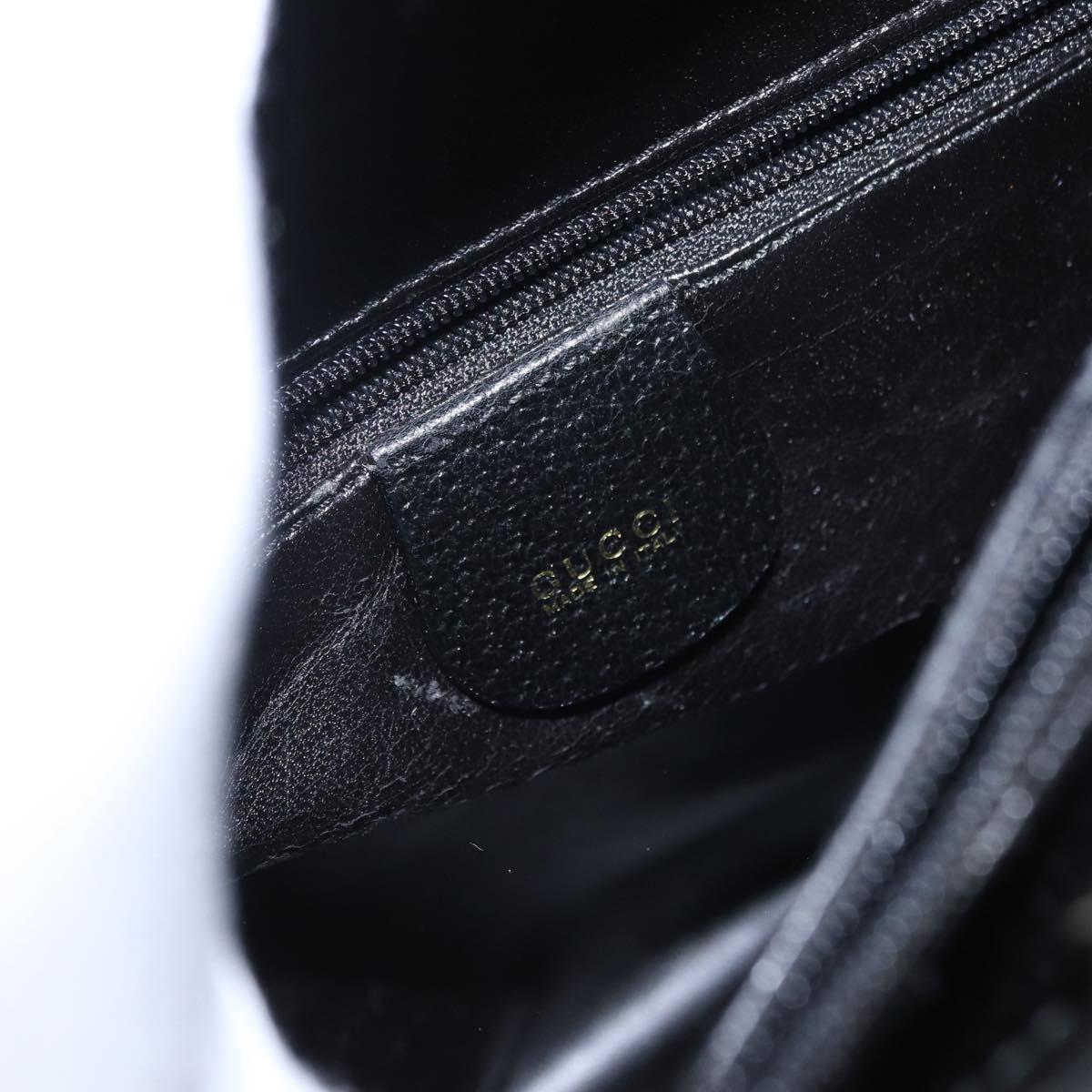 GUCCI Bamboo Tote Bag Leather Black Gold Auth 153050