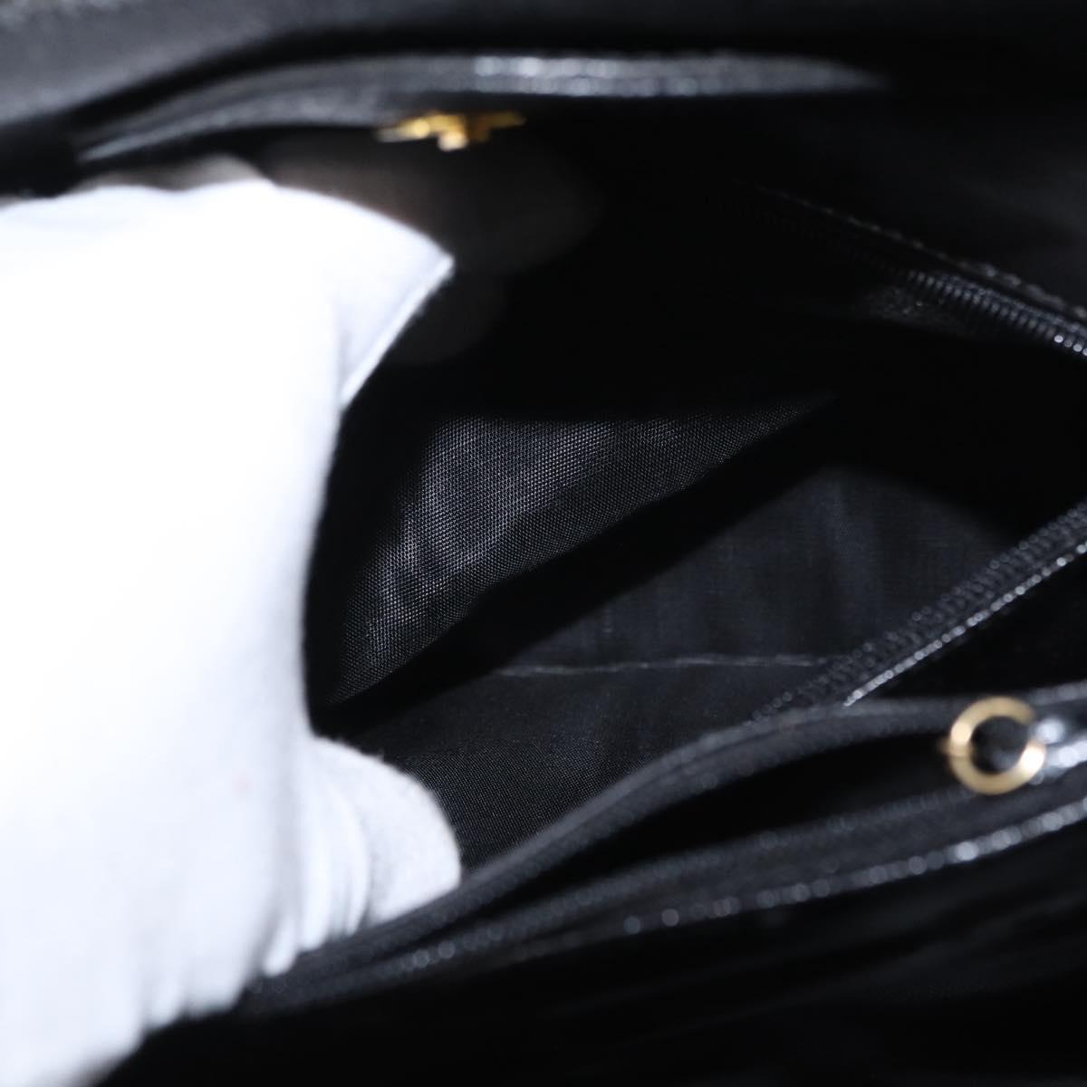 GUCCI Bamboo Tote Bag Leather Black Gold Auth 153050