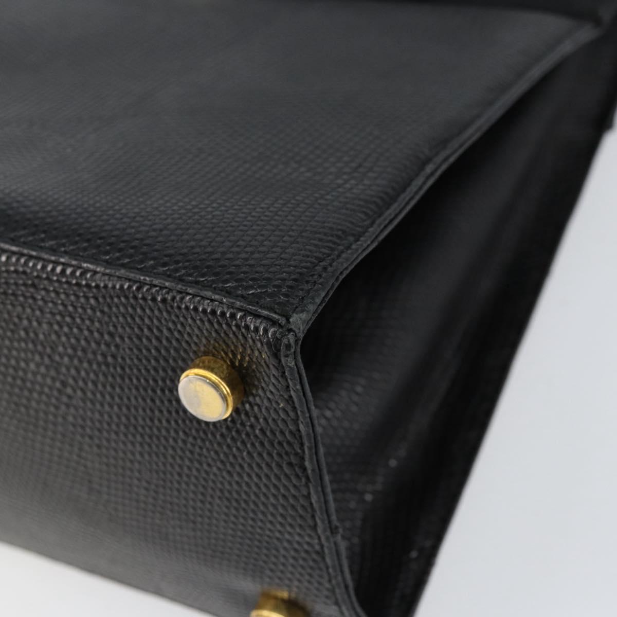 Salvatore Ferragamo Vala Hand Bag Leather Black Gold Auth 153051