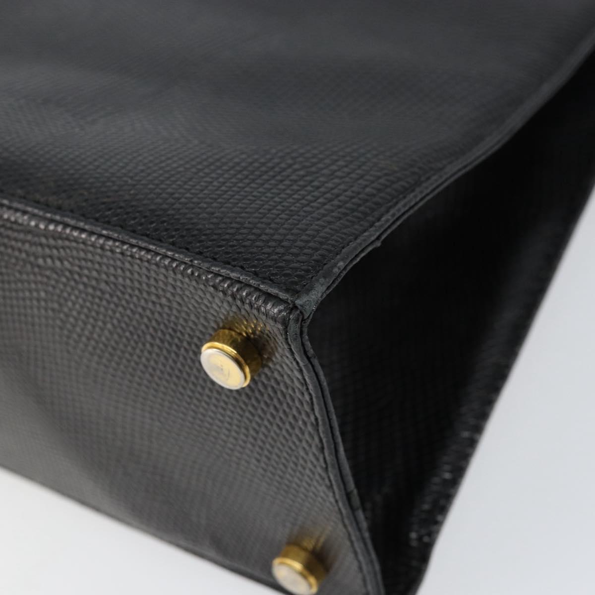 Salvatore Ferragamo Vala Hand Bag Leather Black Gold Auth 153051