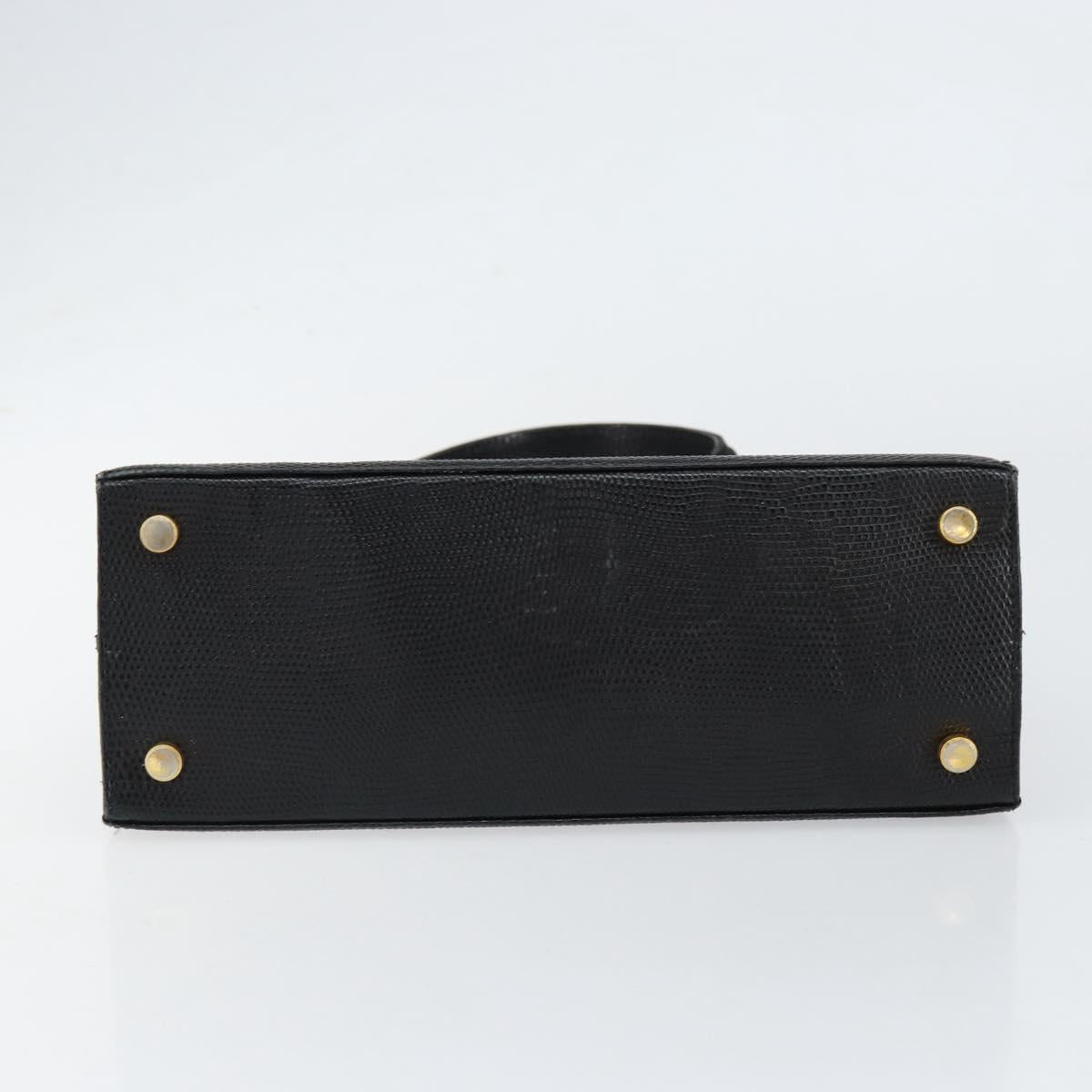 Salvatore Ferragamo Vala Hand Bag Leather Black Gold Auth 153051