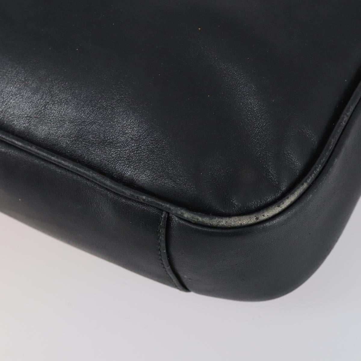 GUCCI Bamboo Shoulder Bag Leather 2way Black Gold 001 1638 Auth 153053