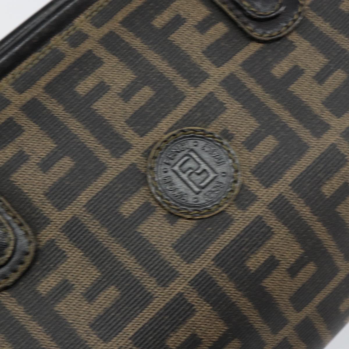 FENDI Zucca Canvas Hand Bag Black Brown Auth 153055