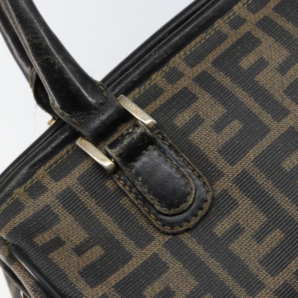 FENDI Zucca Canvas Hand Bag Black Brown Auth 153055