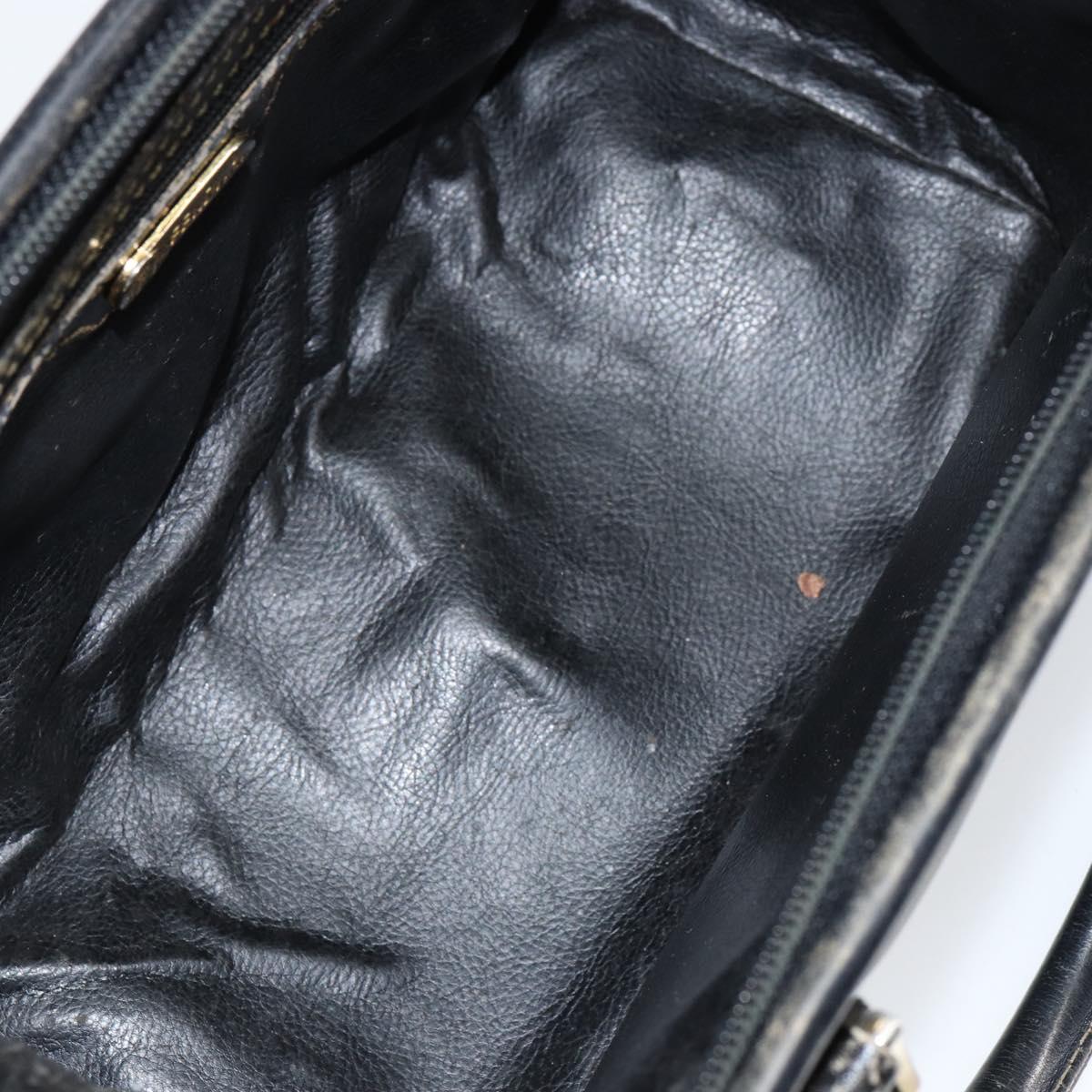 FENDI Zucca Canvas Hand Bag Black Brown Auth 153055