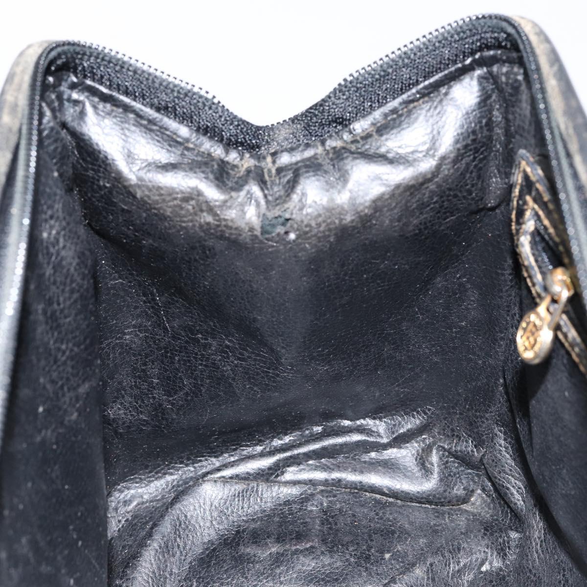 FENDI Zucca Canvas Hand Bag Black Brown Auth 153055