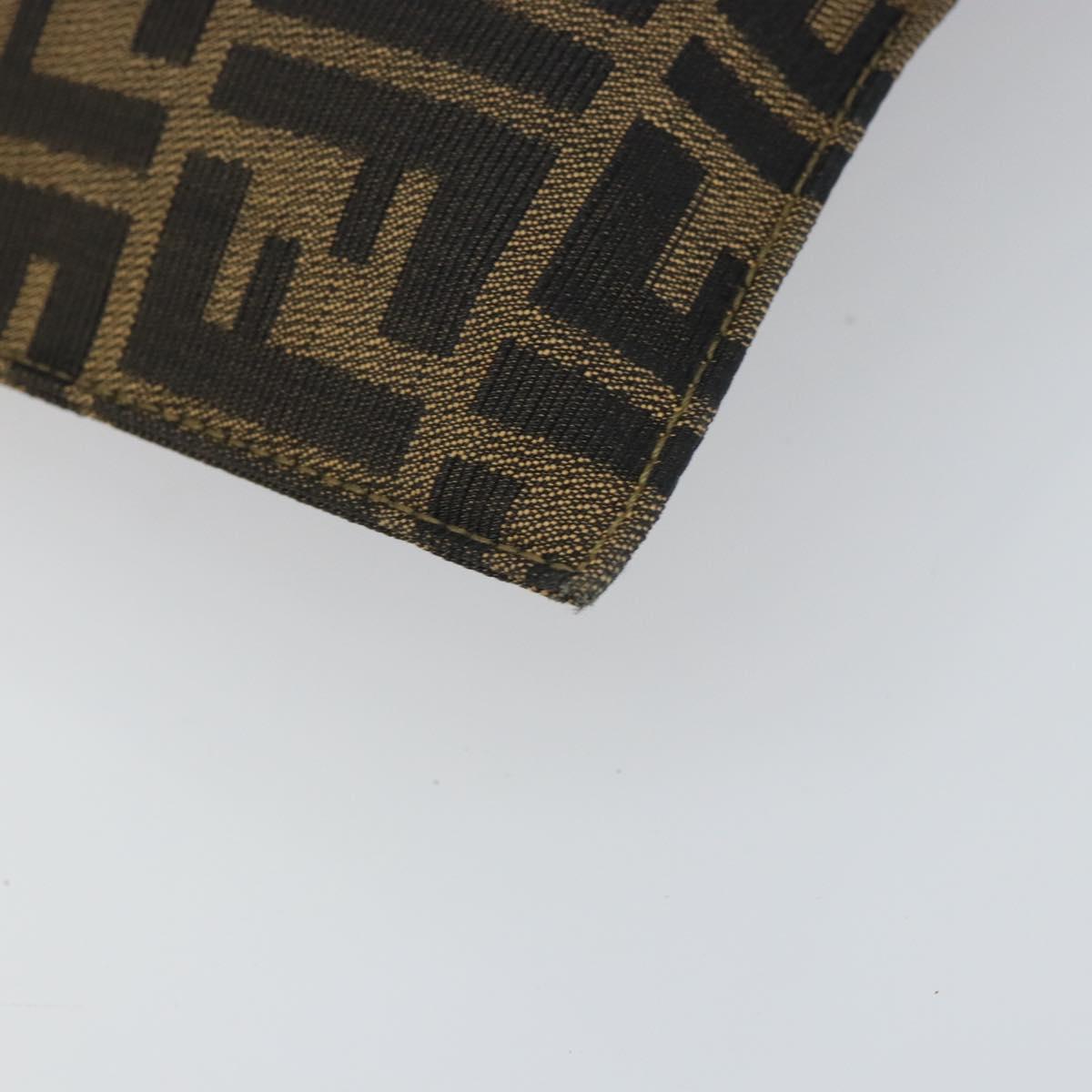 FENDI Zucca Canvas Shoulder Bag Black Brown gold Auth 153056