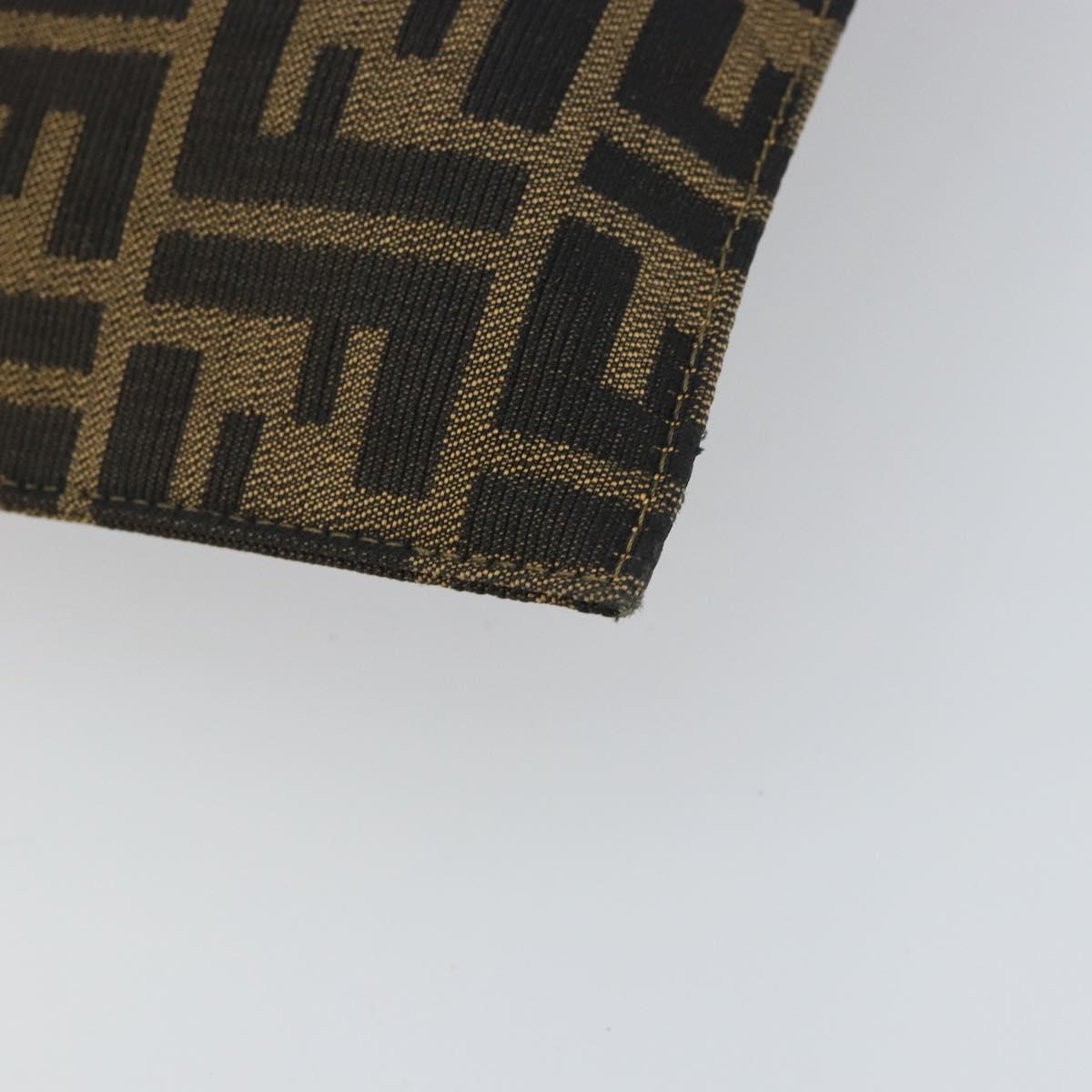 FENDI Zucca Canvas Shoulder Bag Black Brown gold Auth 153056