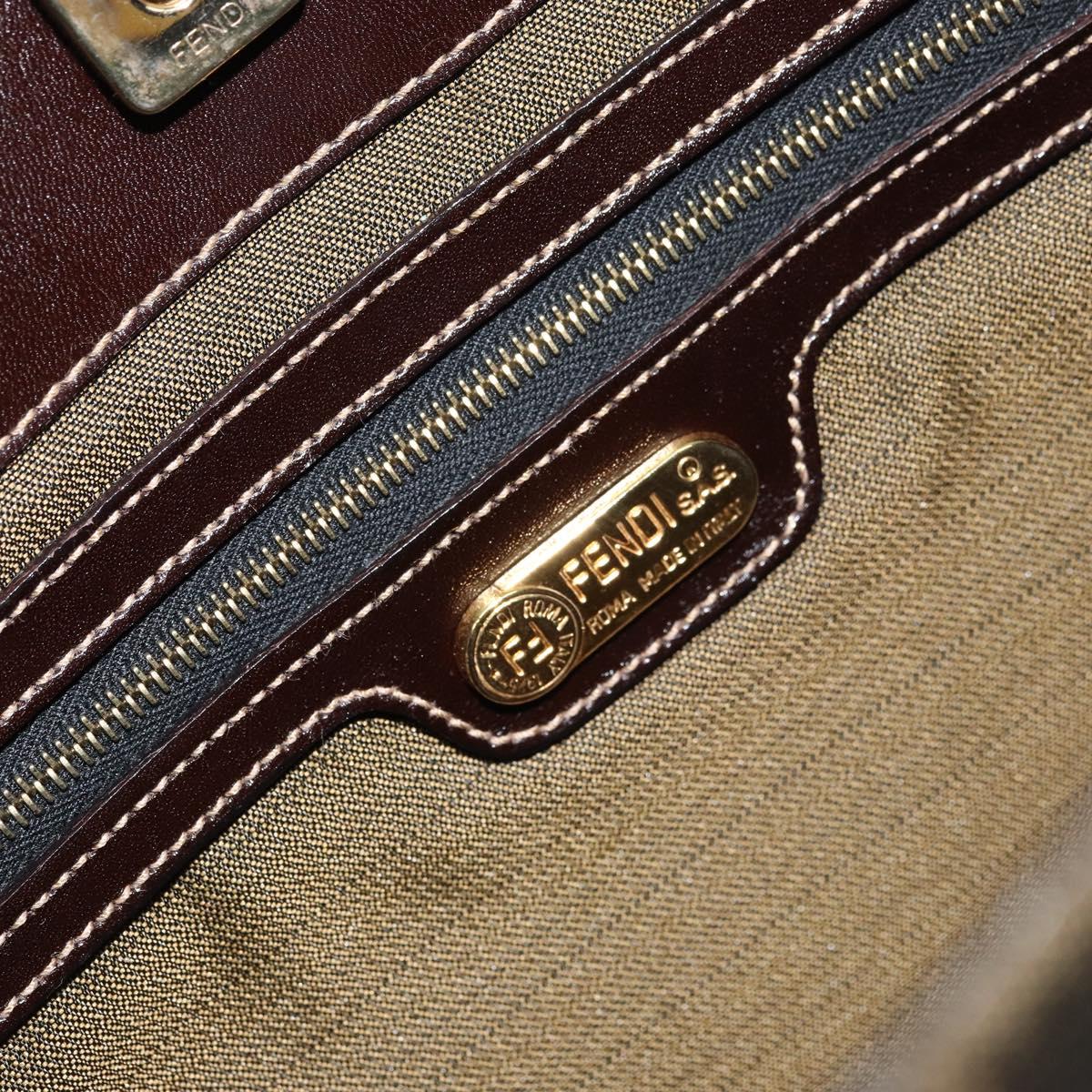 FENDI Zucca Canvas Shoulder Bag Black Brown gold Auth 153056