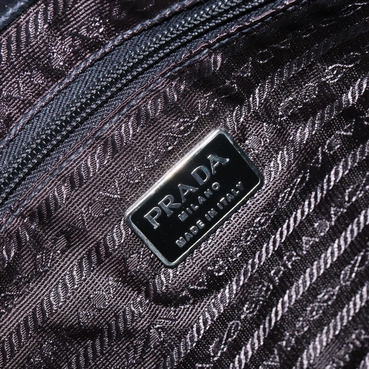 PRADA Shoulder Bag Leather Black Silver Auth 153057
