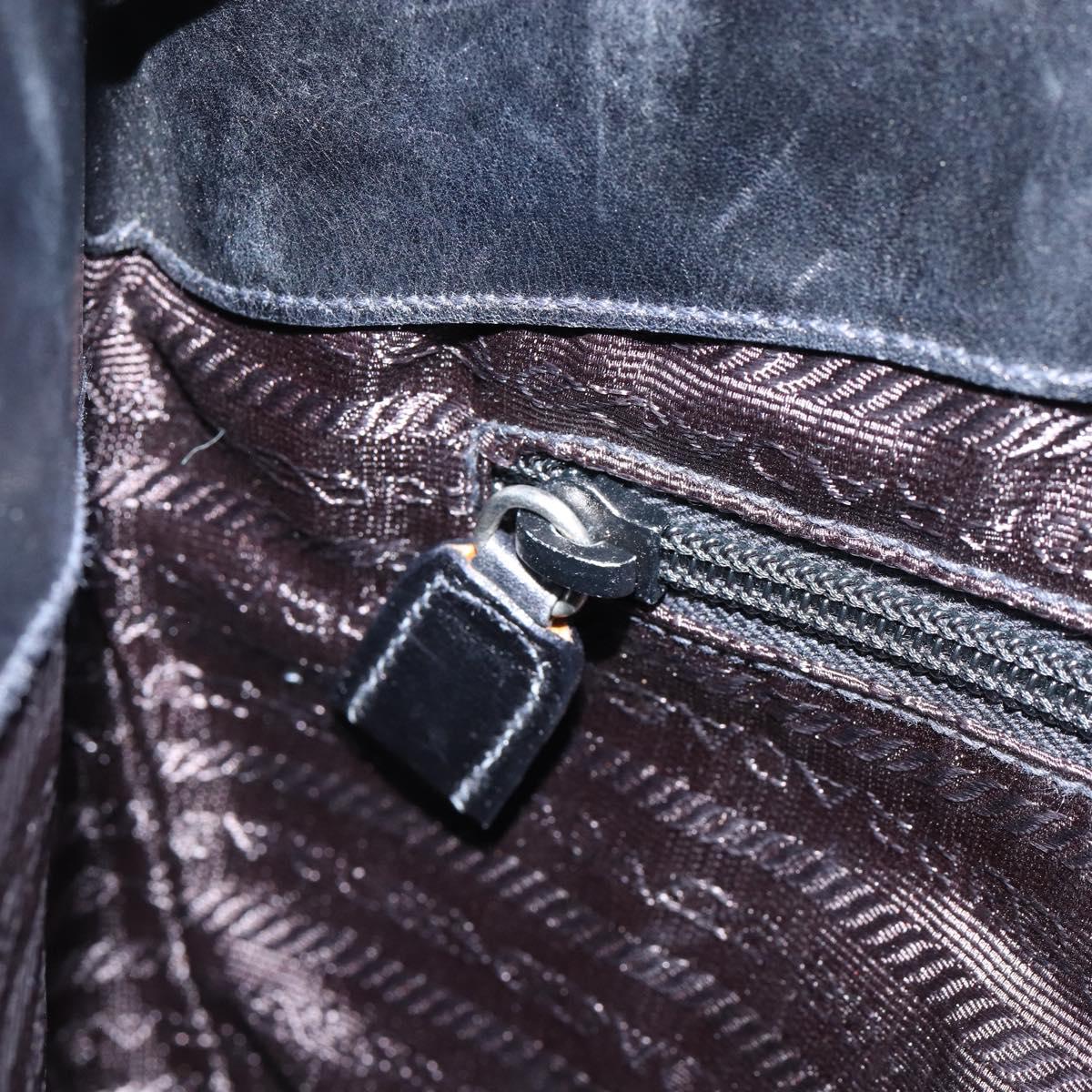 PRADA Shoulder Bag Leather Black Silver Auth 153057