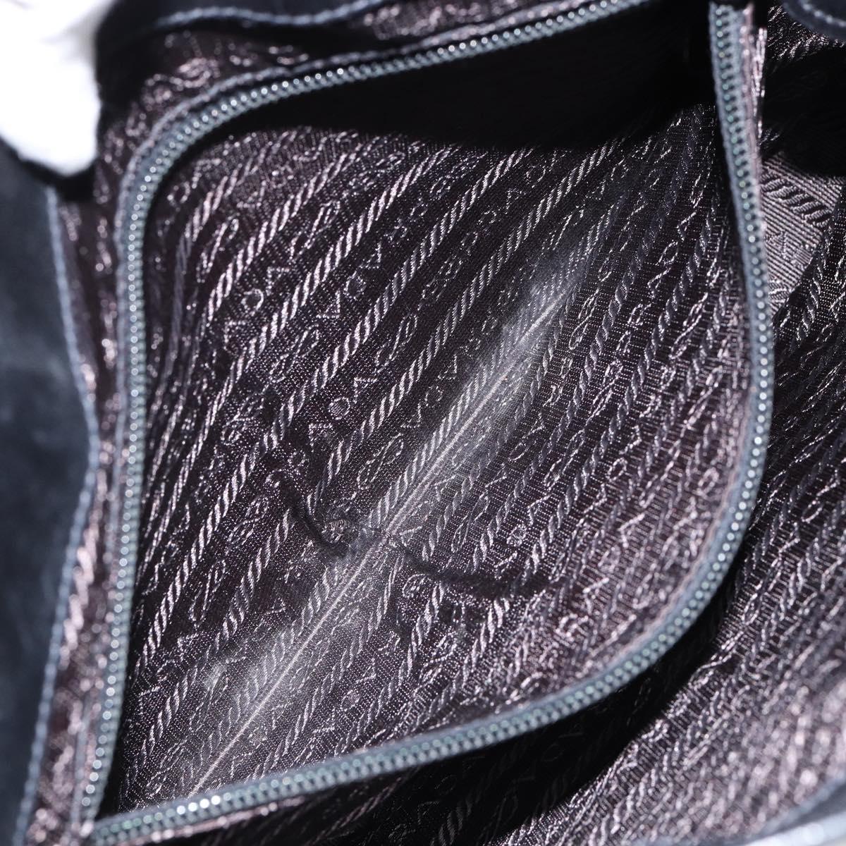 PRADA Shoulder Bag Leather Black Silver Auth 153057