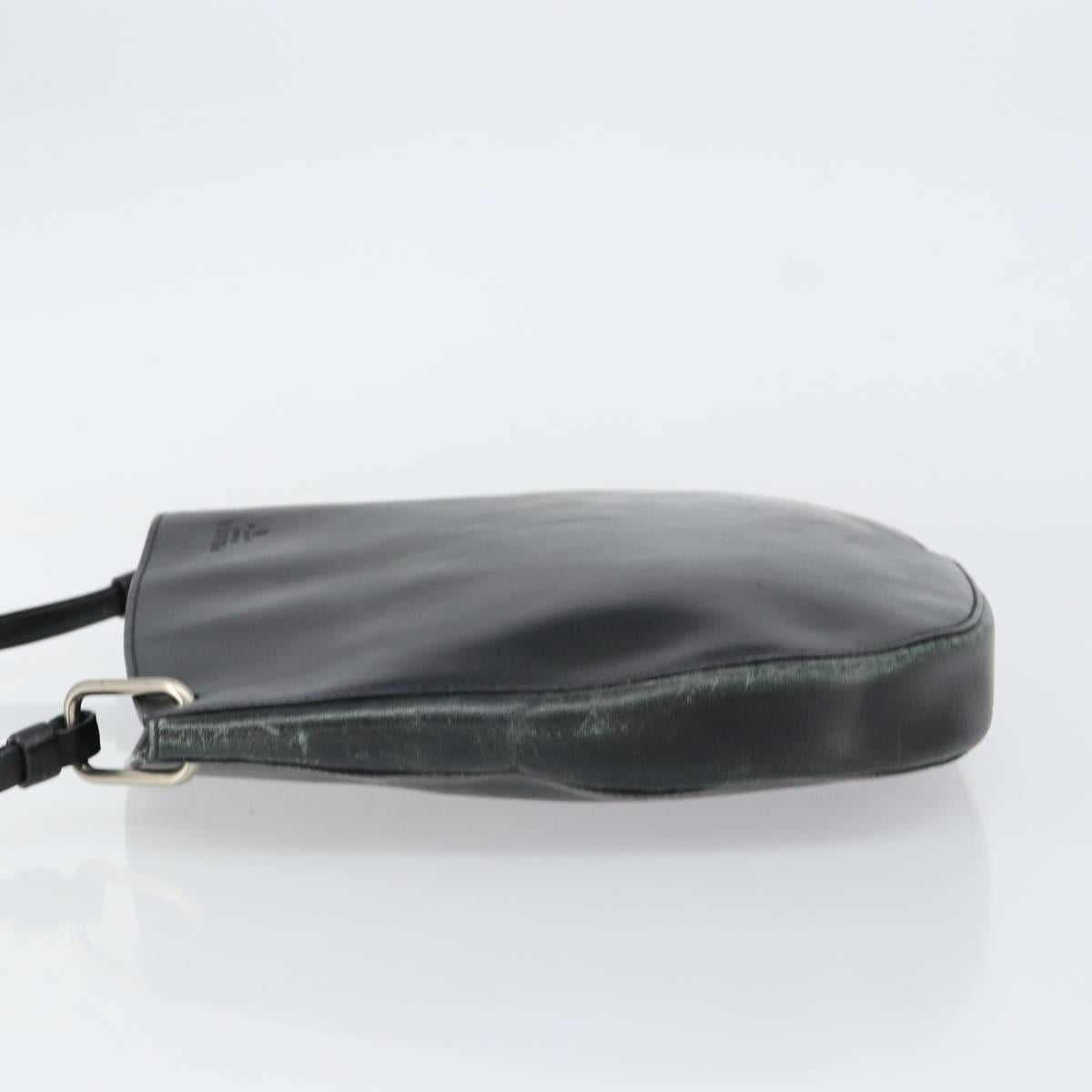 PRADA Shoulder Bag Leather Black Silver Auth 153057