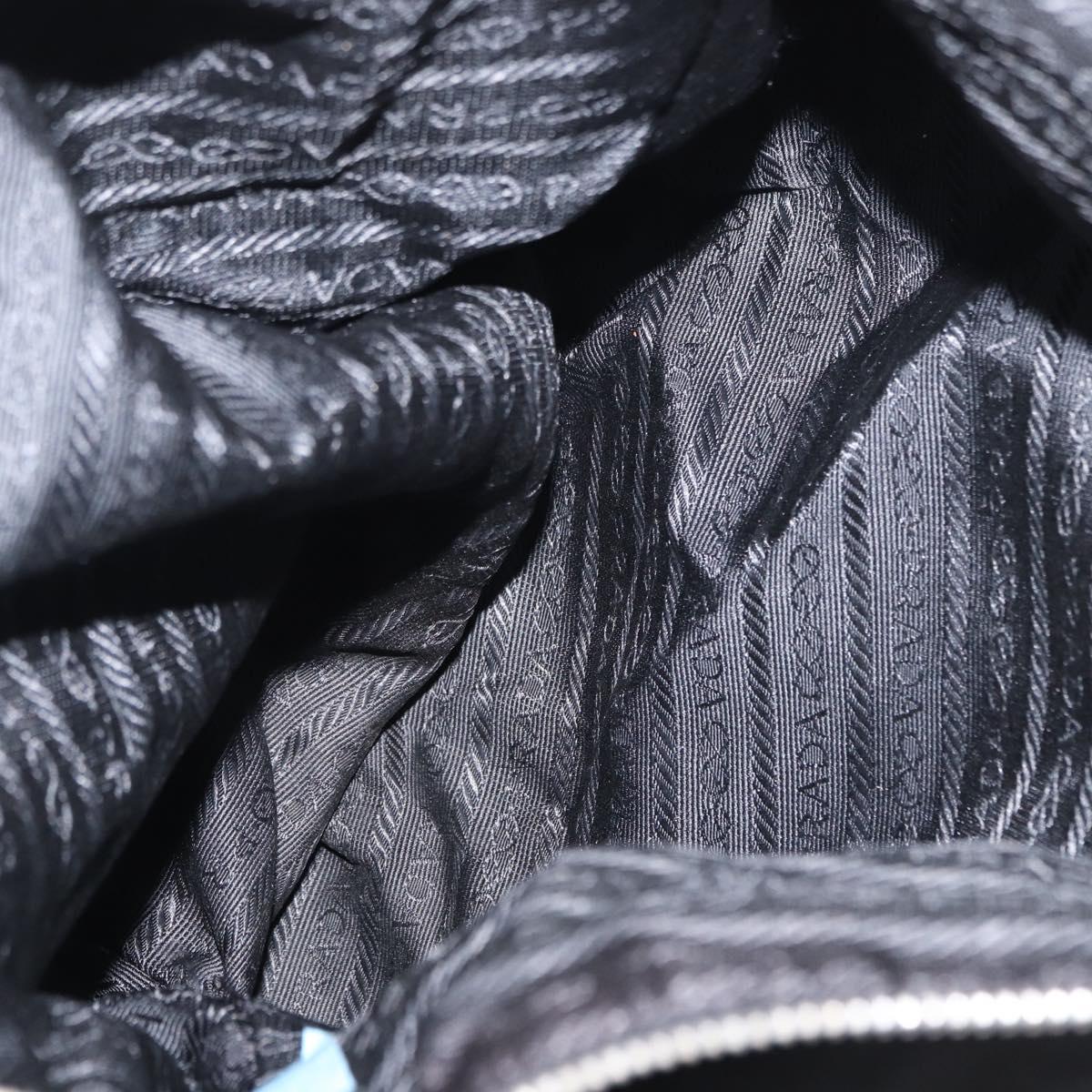 PRADA Shoulder Bag Nylon Black Silver Auth 153058