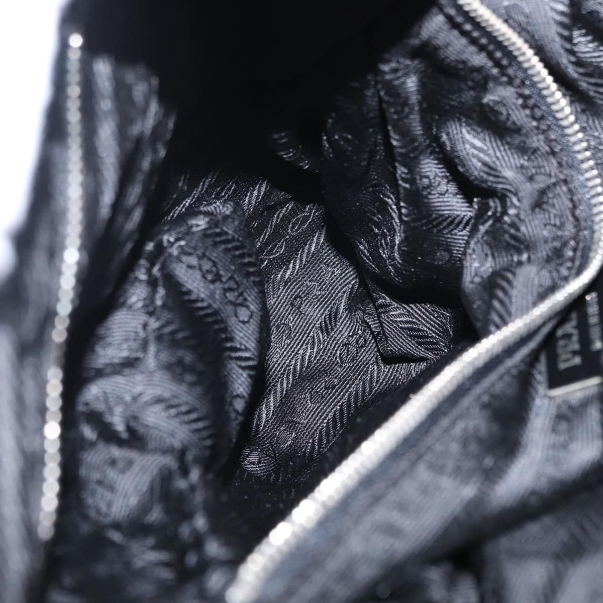 PRADA Shoulder Bag Nylon Black Silver Auth 153058