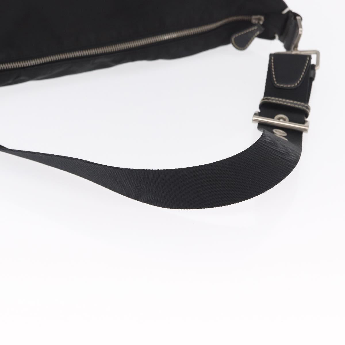 PRADA Shoulder Bag Nylon Black Silver Auth 153058