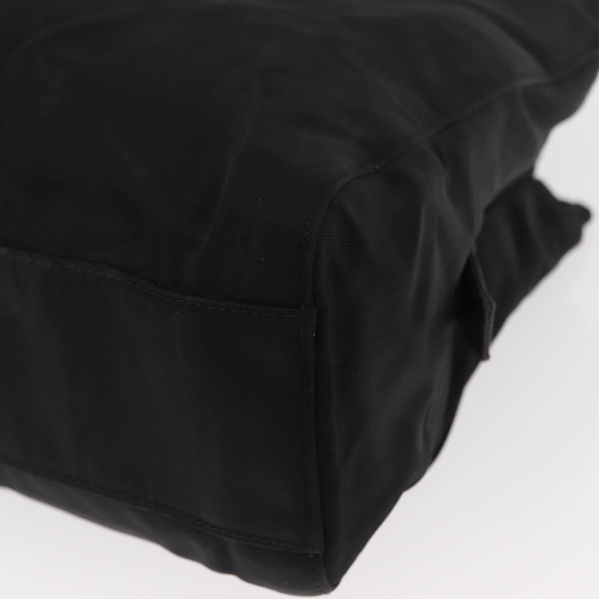 PRADA Chain Shoulder Bag Nylon Black Silver Auth 153059