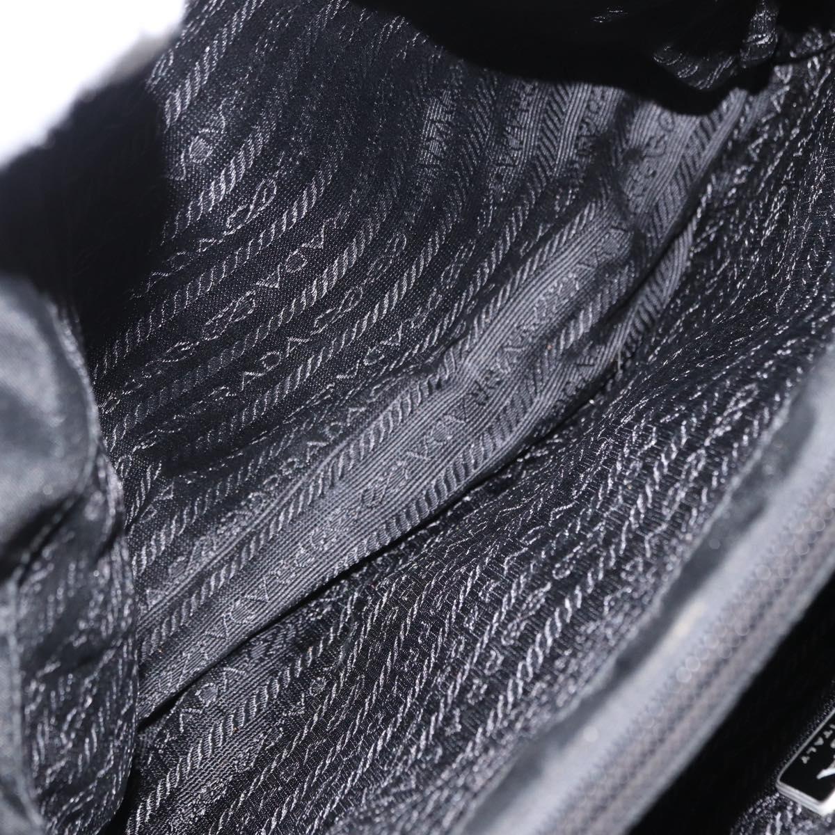 PRADA Chain Shoulder Bag Nylon Black Silver Auth 153059