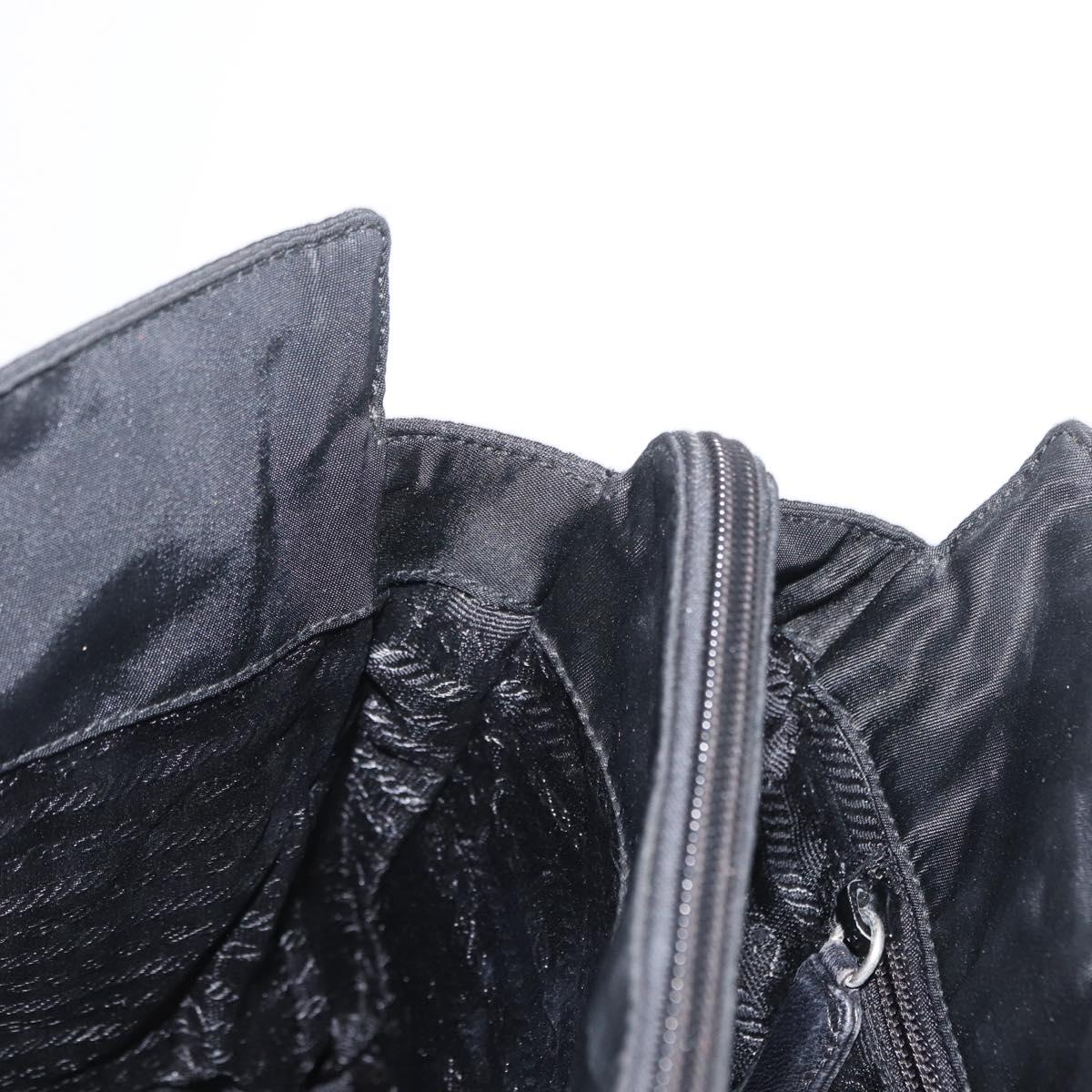 PRADA Chain Shoulder Bag Nylon Black Silver Auth 153059