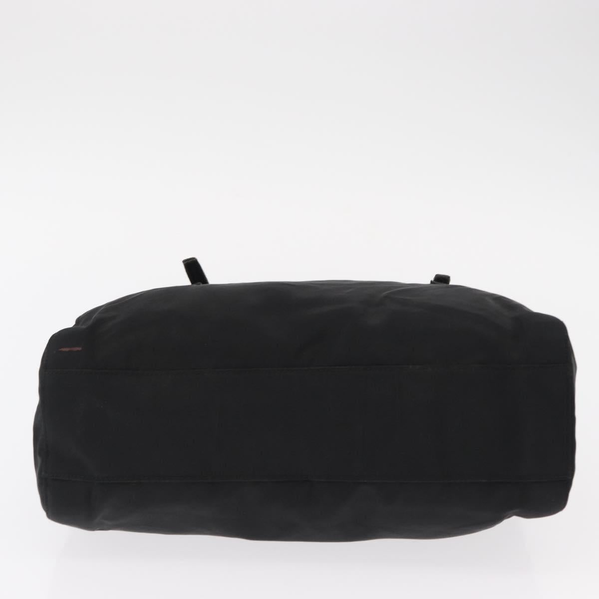 PRADA Chain Shoulder Bag Nylon Black Silver Auth 153059