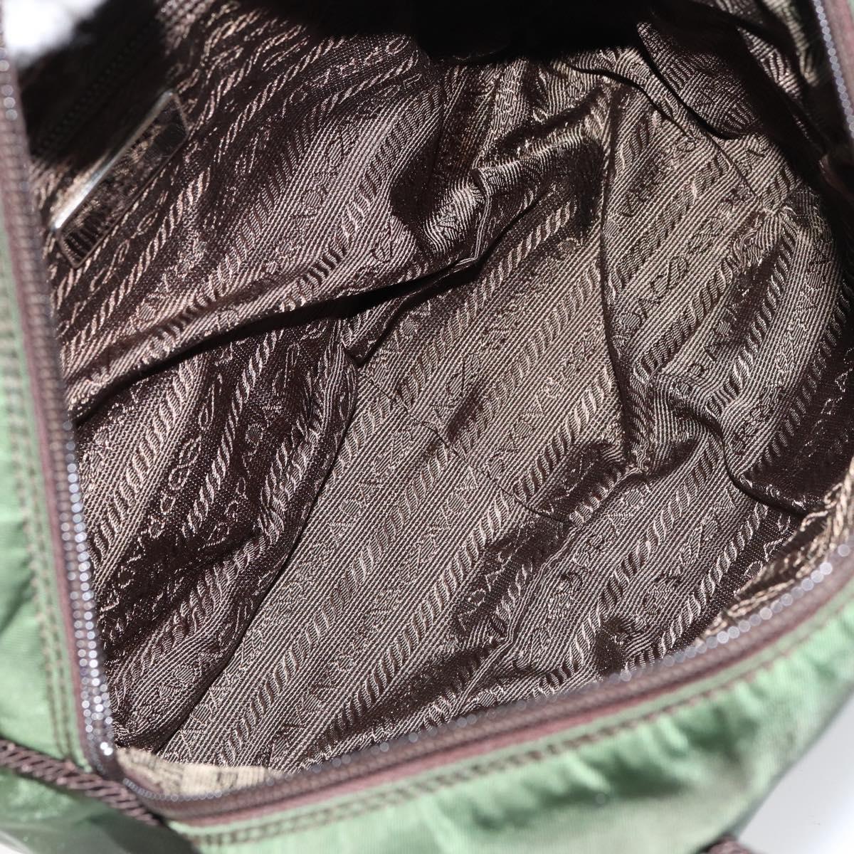 PRADA Hand Bag Nylon Green Auth 153060