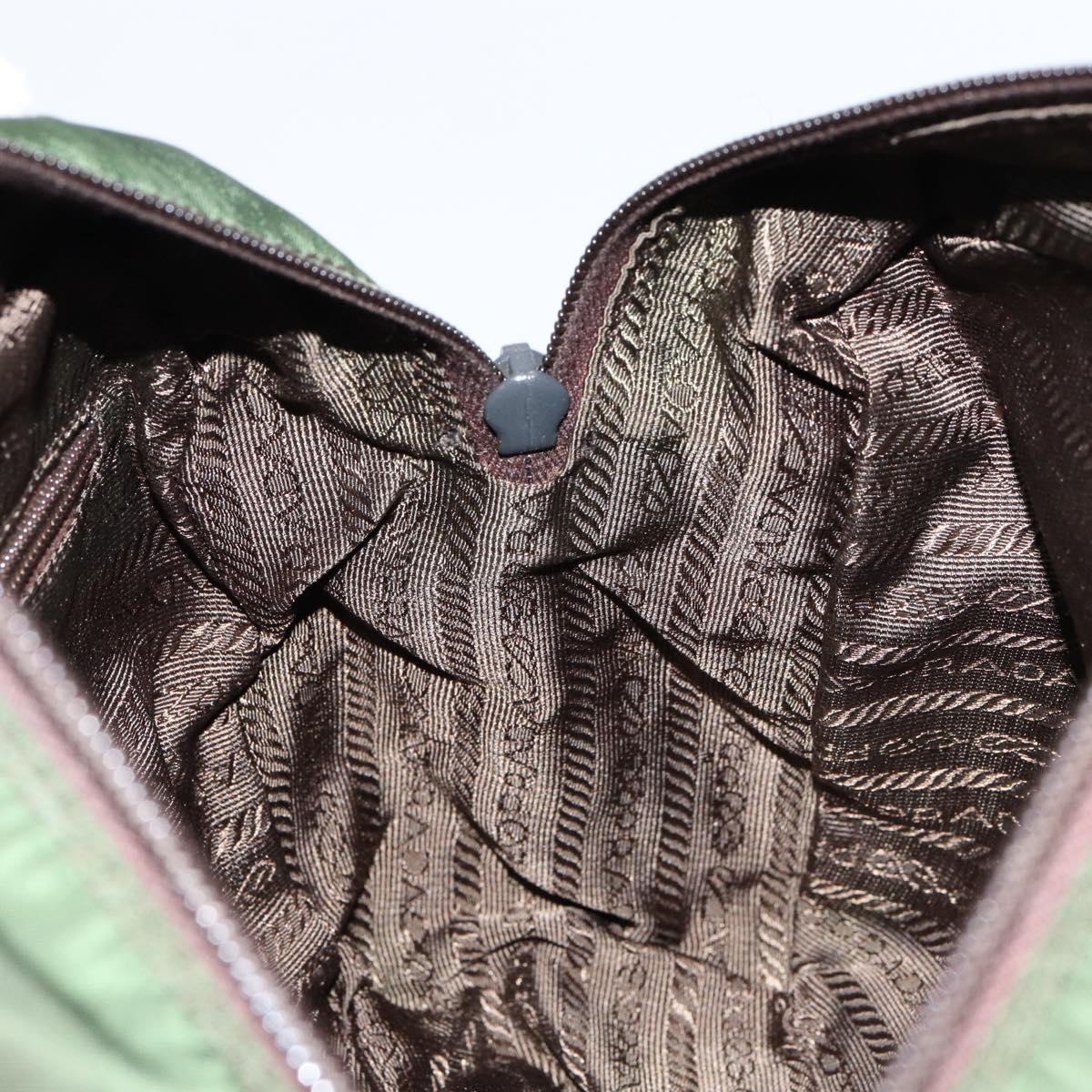 PRADA Hand Bag Nylon Green Auth 153060