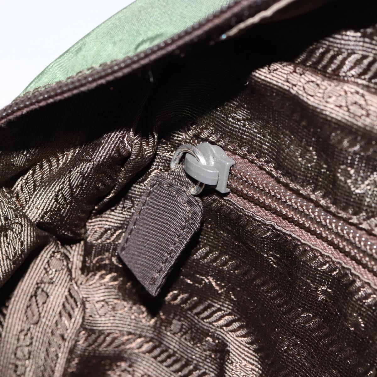 PRADA Hand Bag Nylon Green Auth 153060